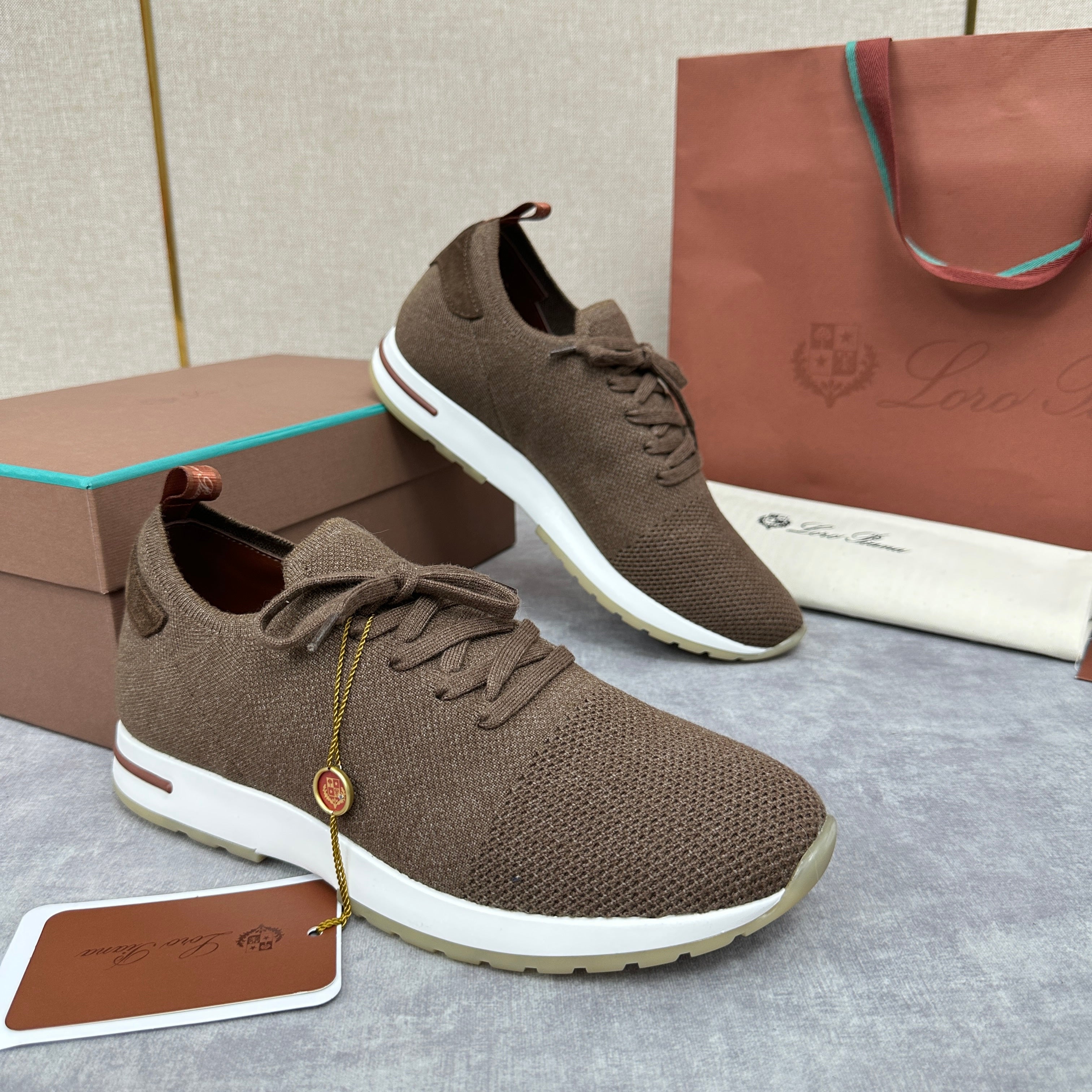 Blue, Brown, Grey and Light brown Shoes