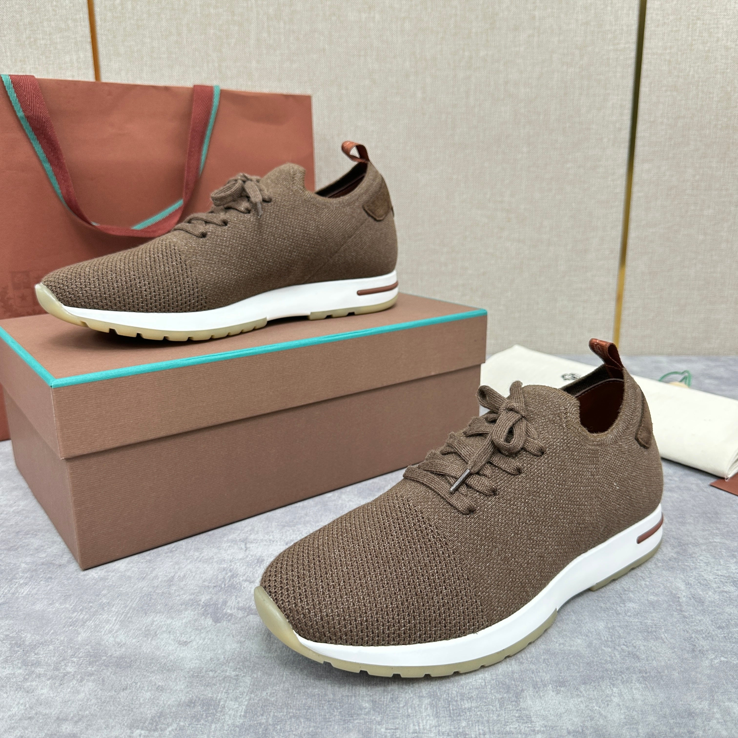 Blue, Brown, Grey and Light brown Shoes