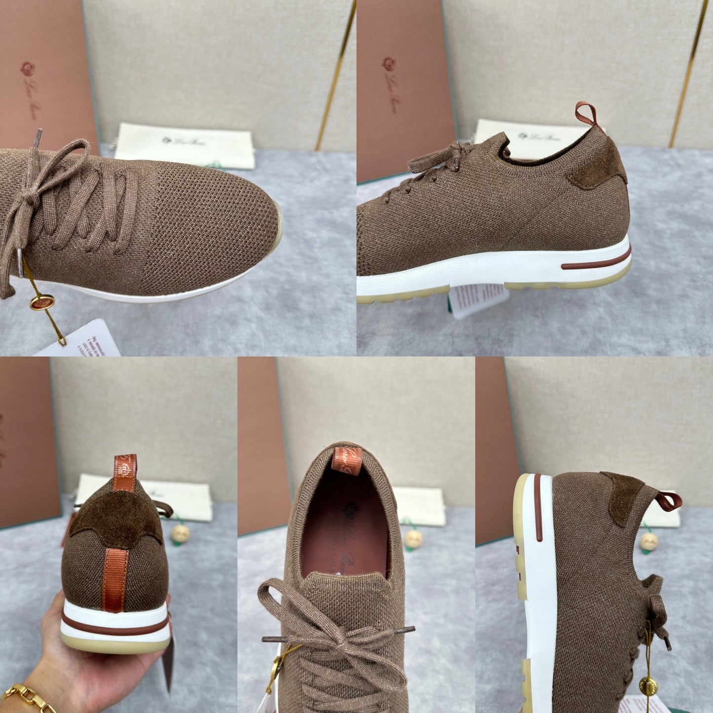 Blue, Brown, Grey and Light brown Shoes