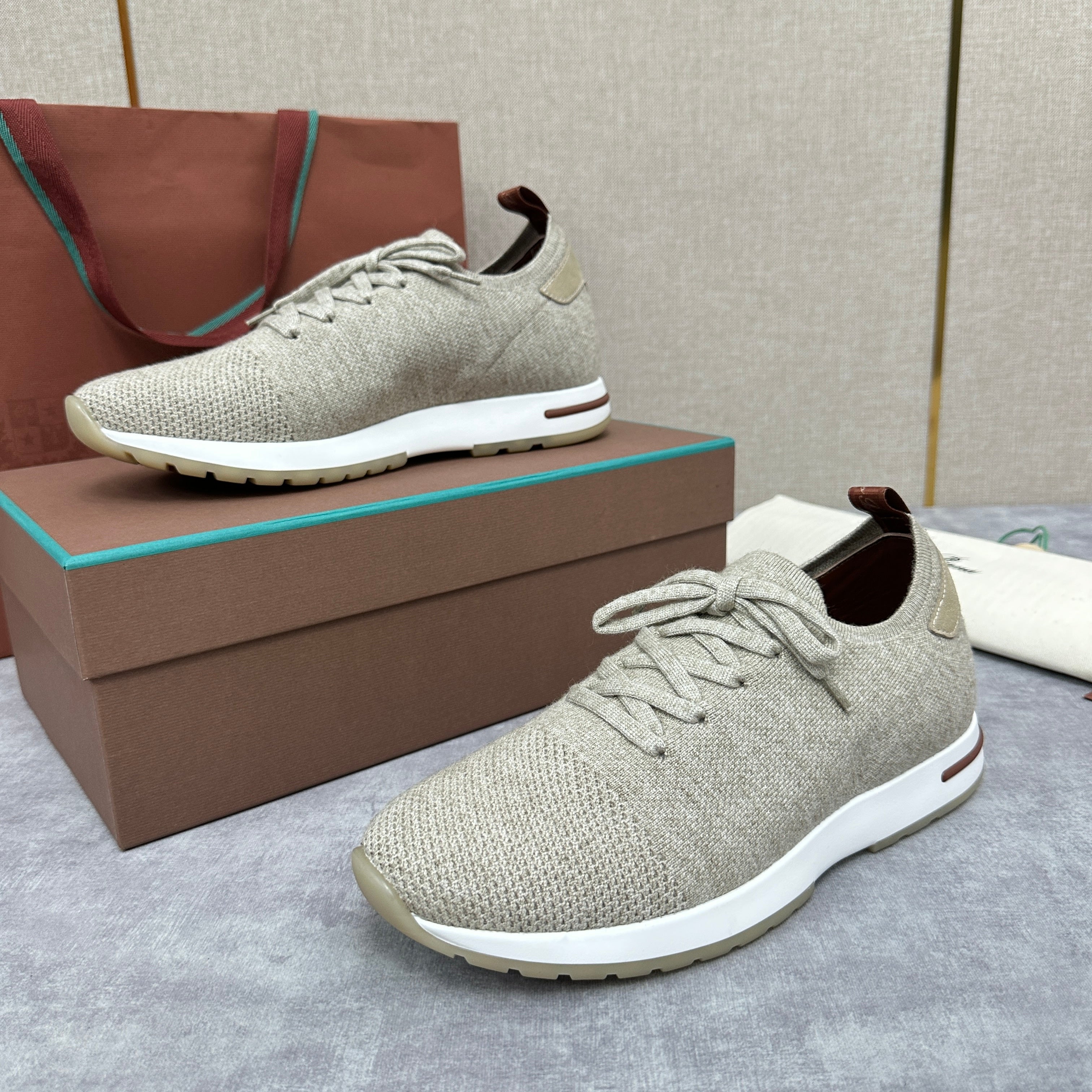 Blue, Brown, Grey and Light brown Shoes