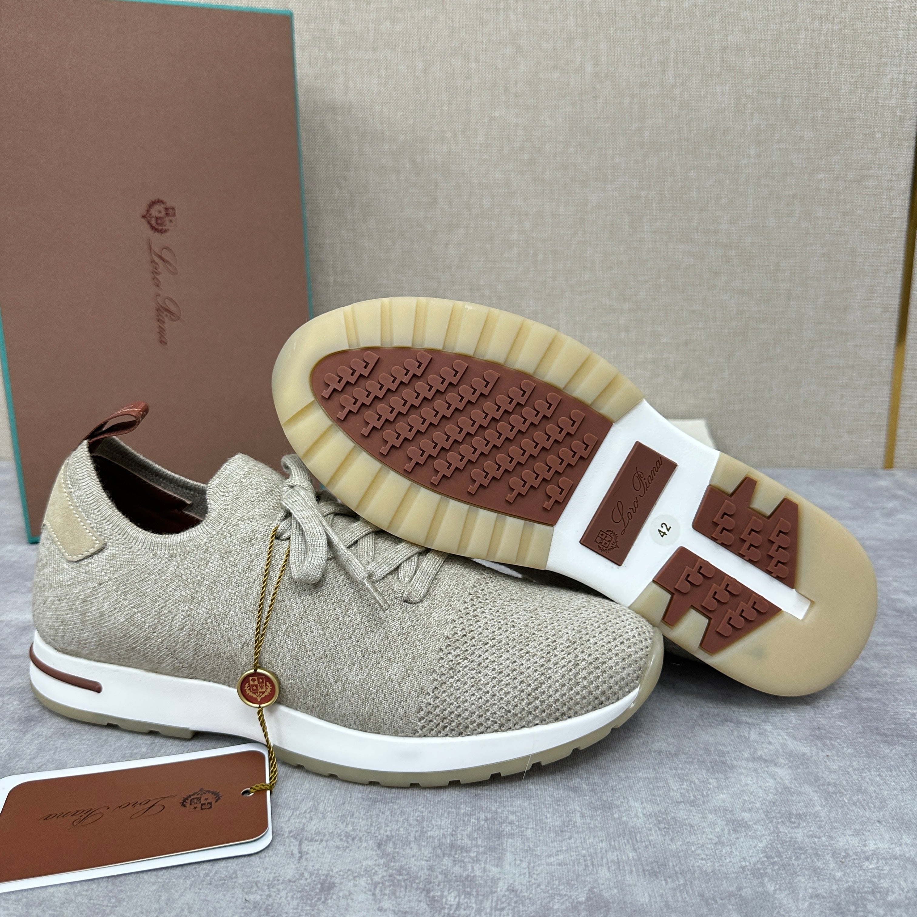 Blue, Brown, Grey and Light brown Shoes