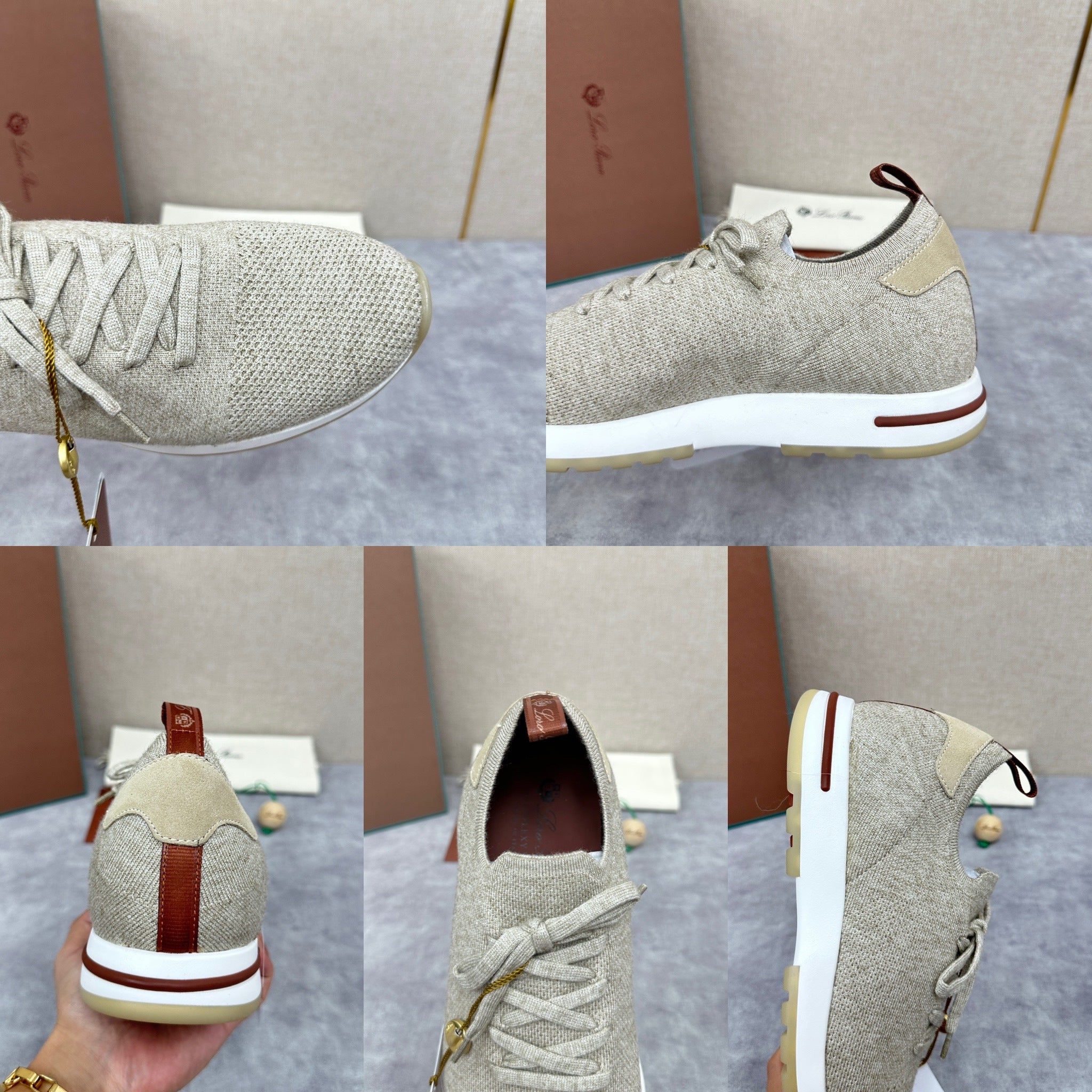 Blue, Brown, Grey and Light brown Shoes