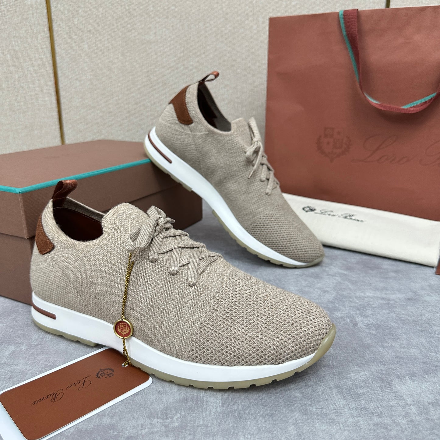 Blue, Brown, Grey and Light brown Shoes