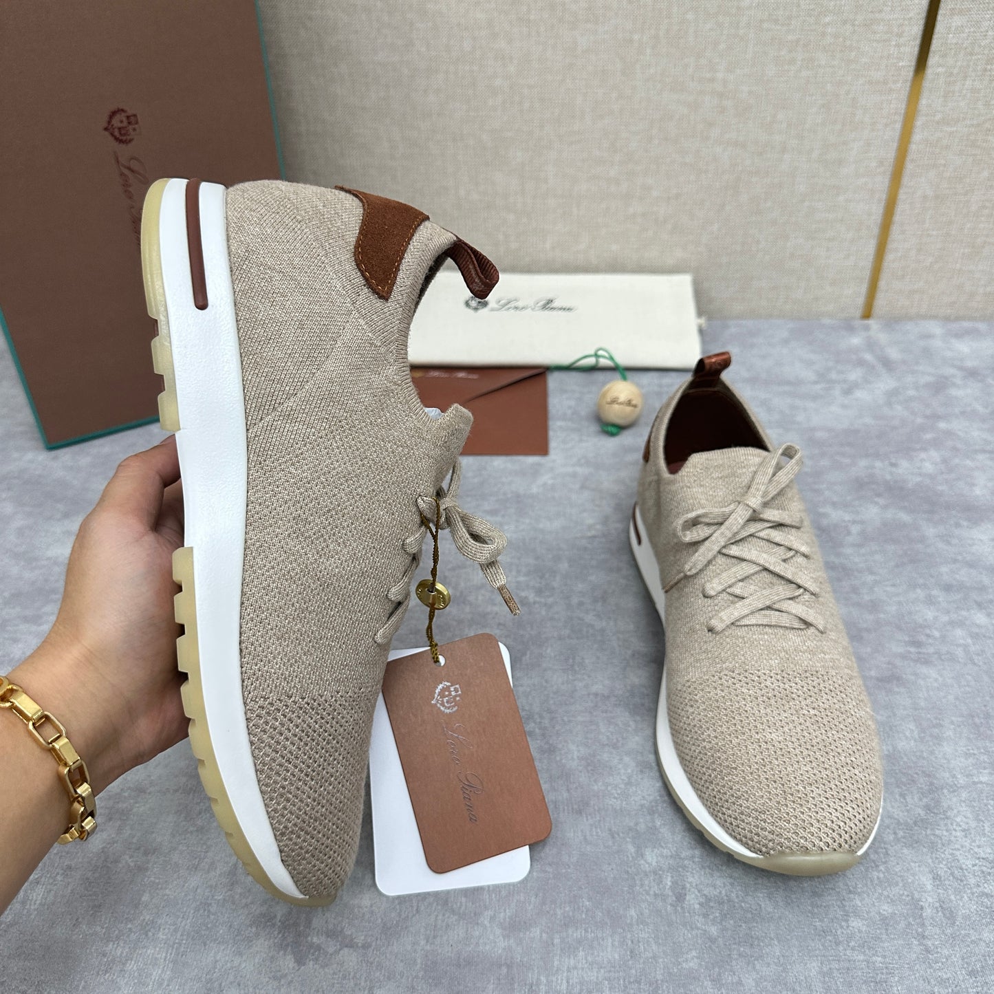 Blue, Brown, Grey and Light brown Shoes