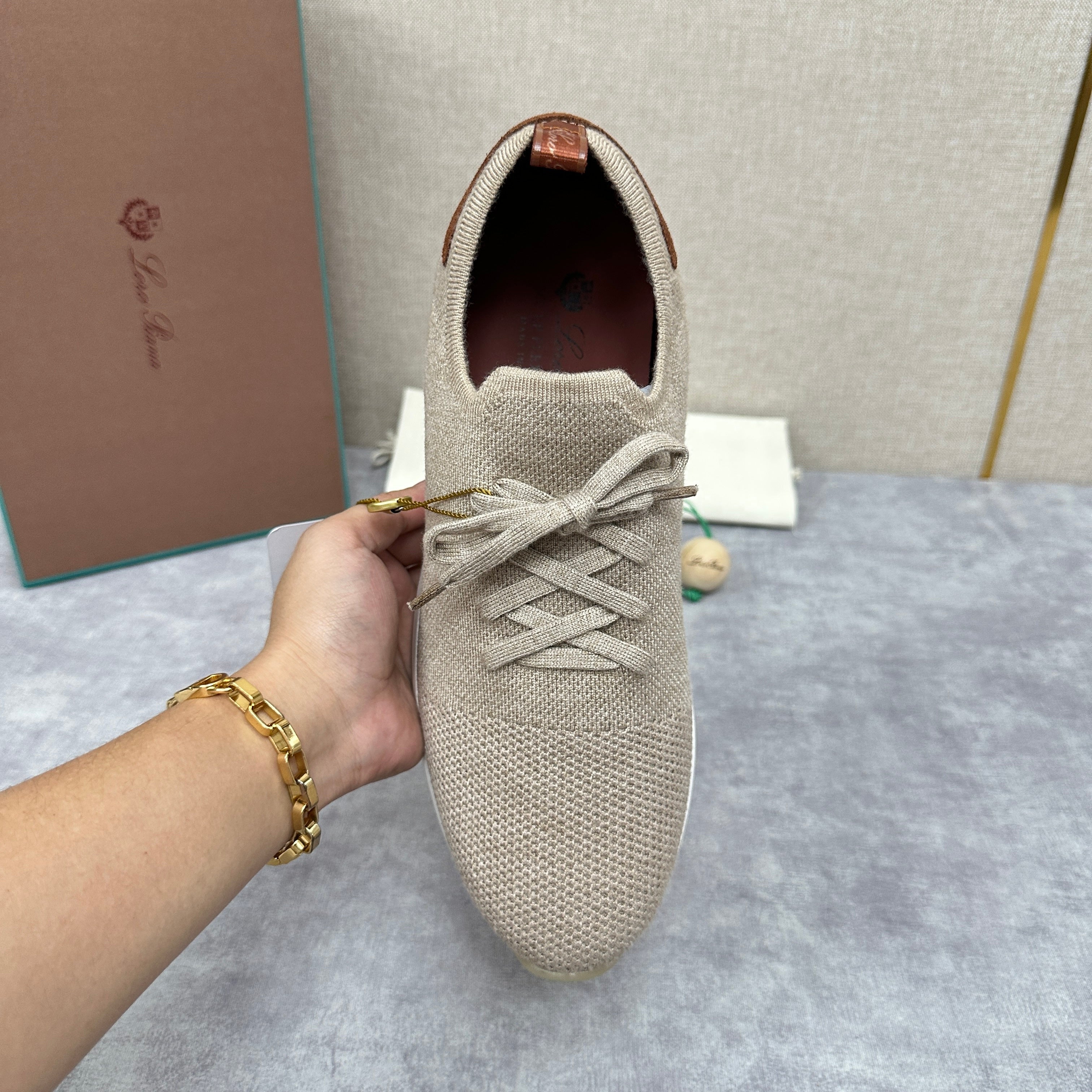 Blue, Brown, Grey and Light brown Shoes