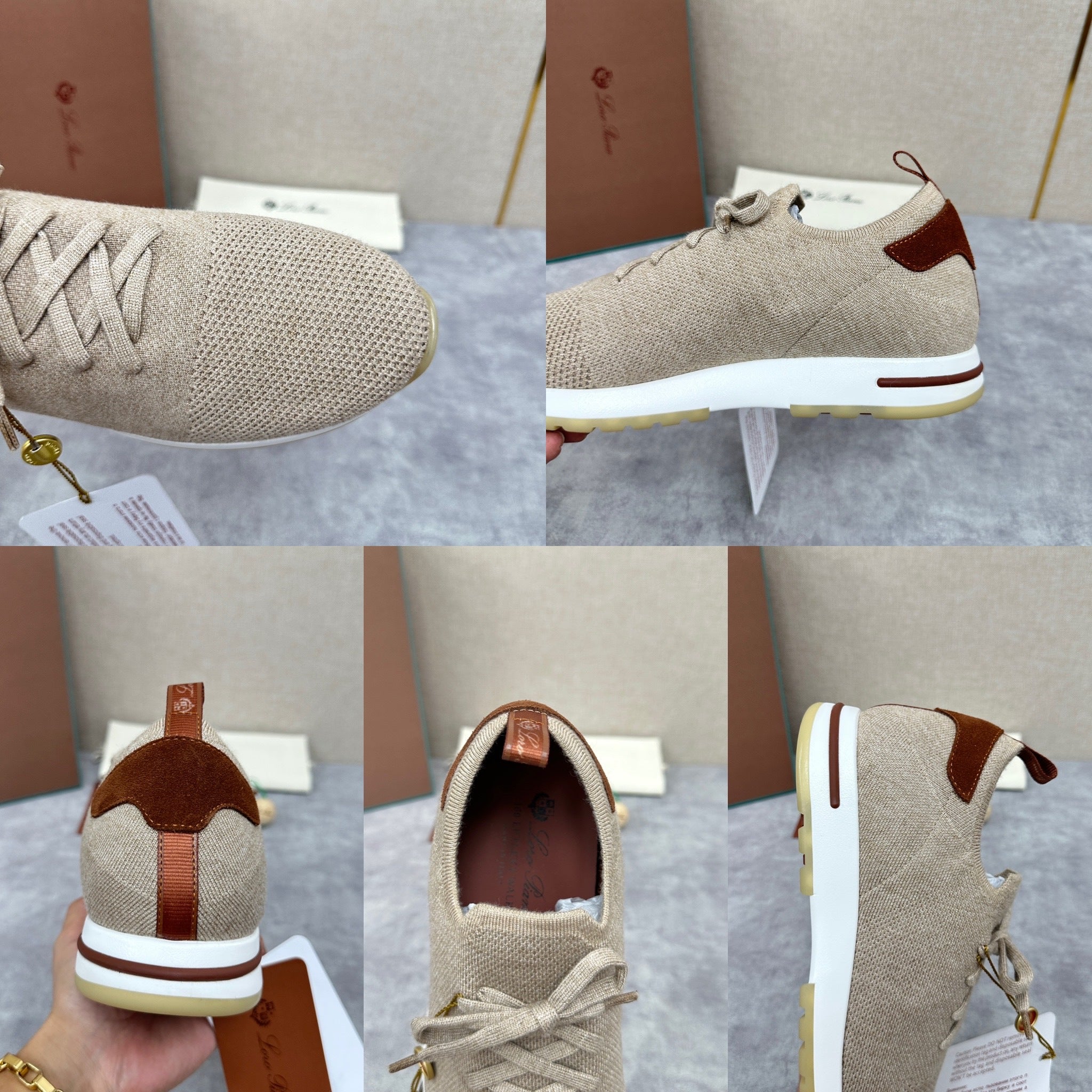 Blue, Brown, Grey and Light brown Shoes