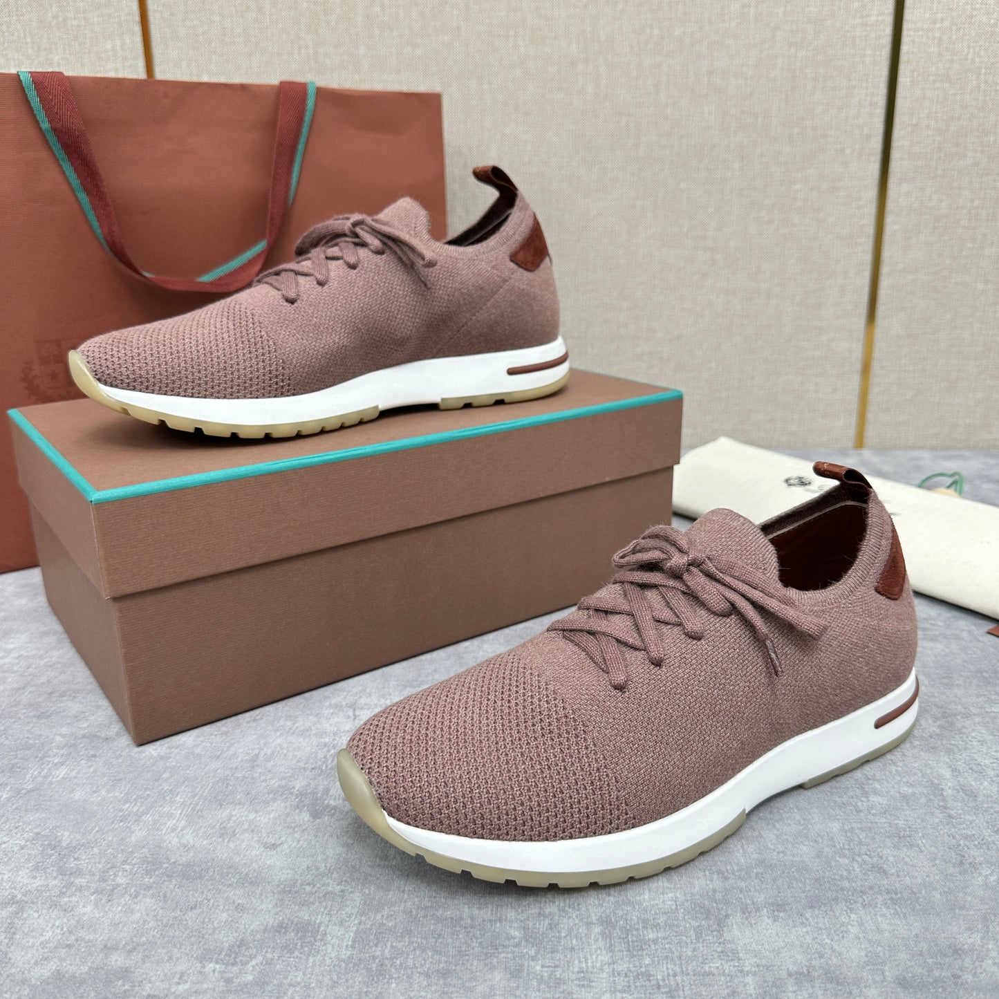 Blue, Brown, Grey and Light brown Shoes