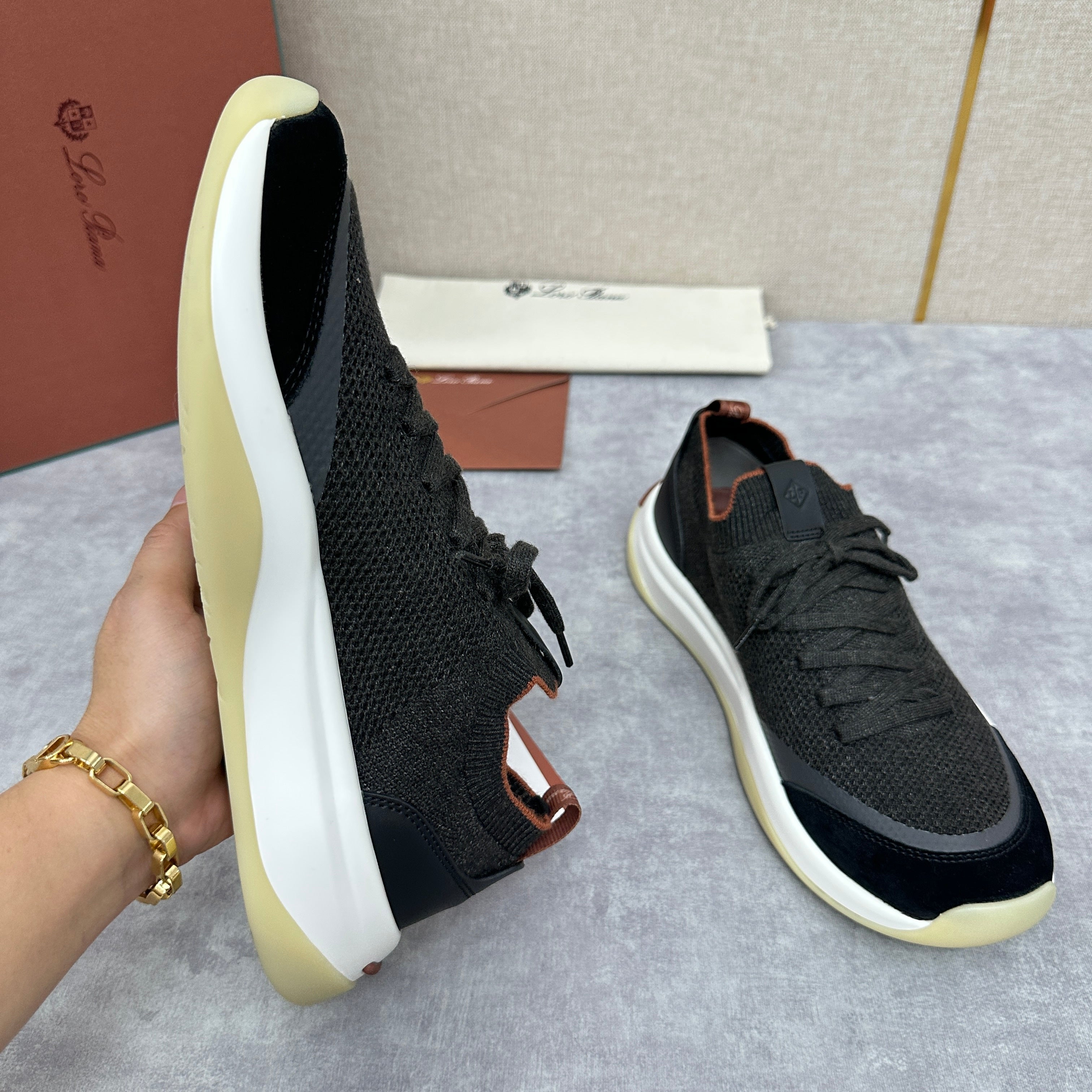 White, Black and Blue Shoes