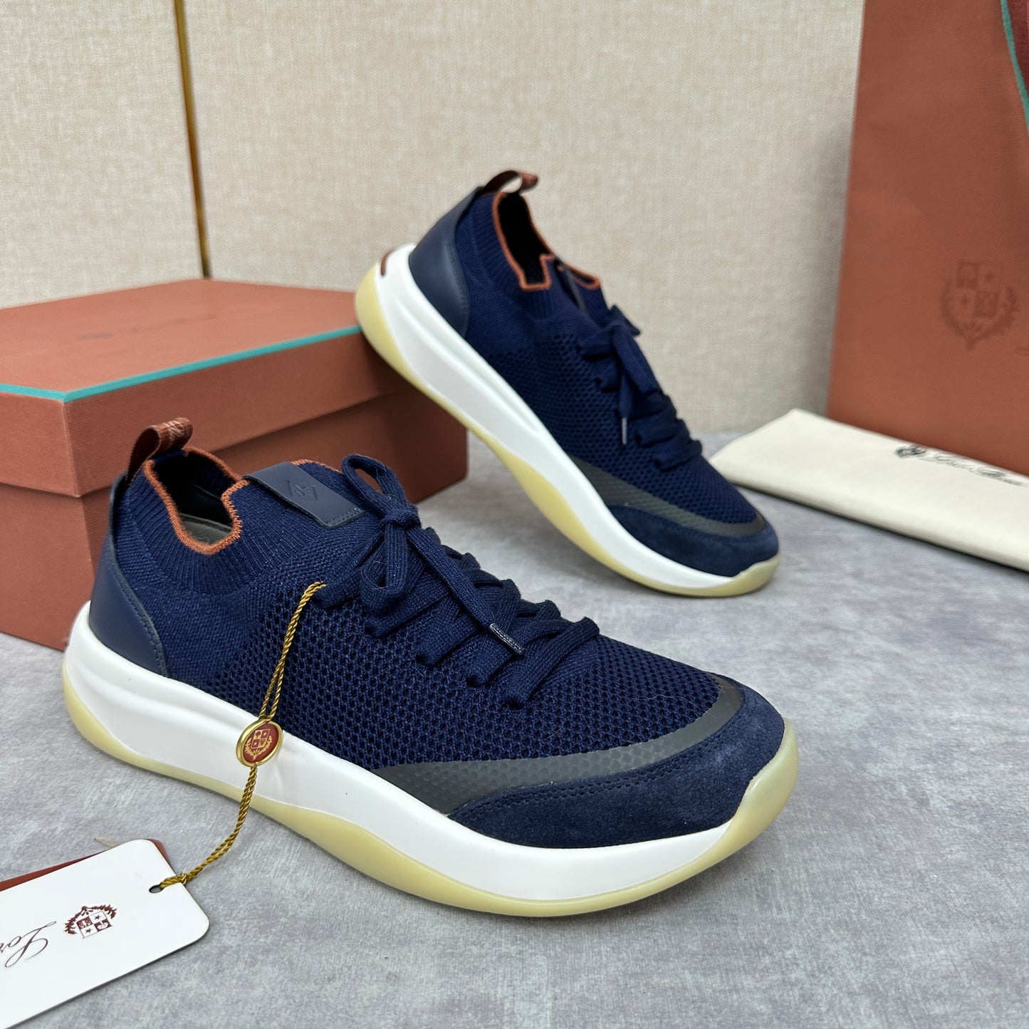 White, Black and Blue Shoes