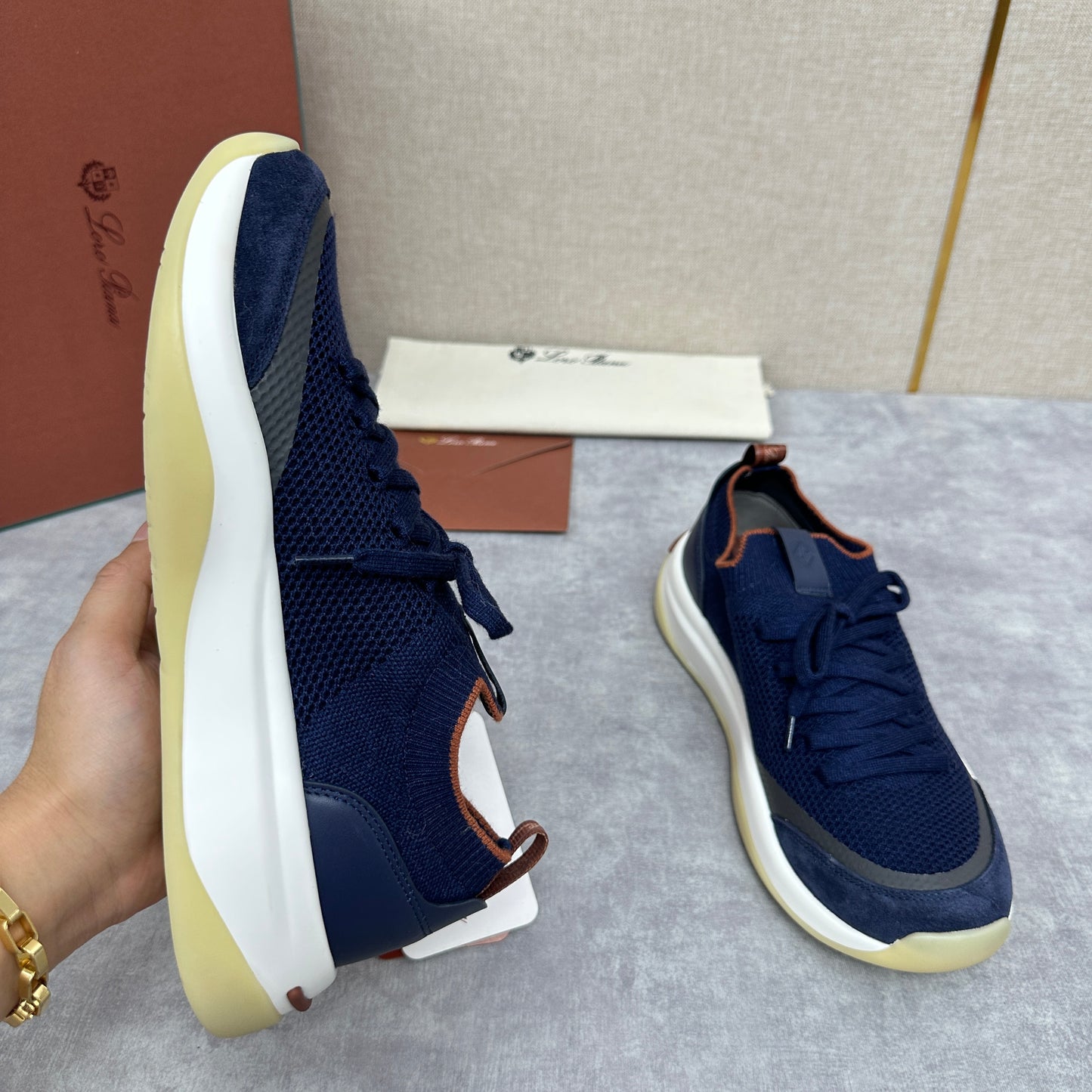 White, Black and Blue Shoes