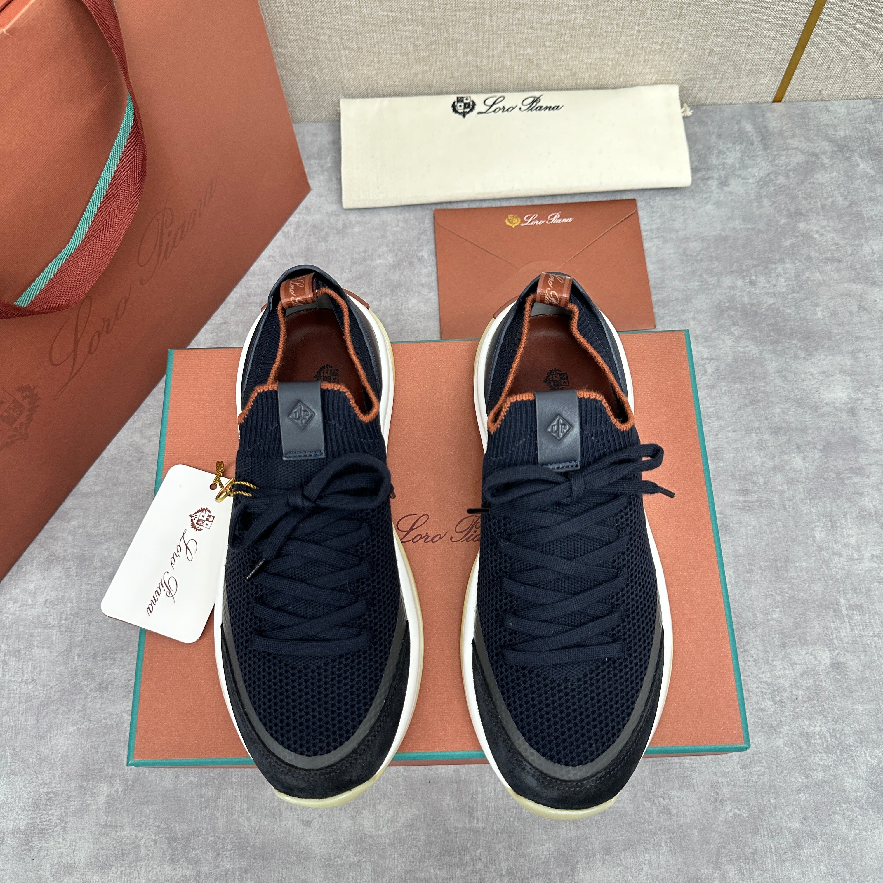 White, Black and Blue Shoes