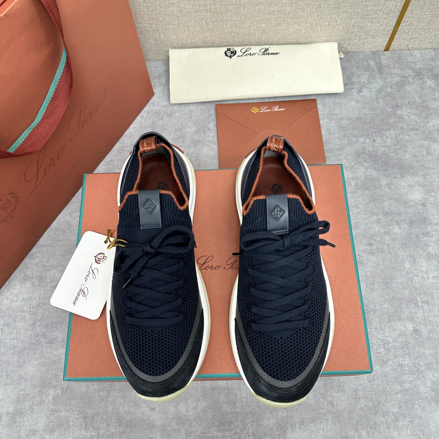 White, Black and Blue Shoes