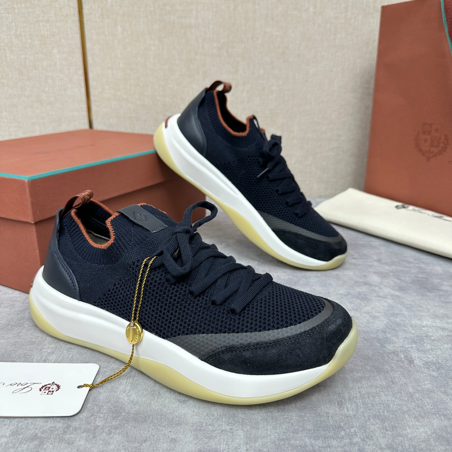 White, Black and Blue Shoes