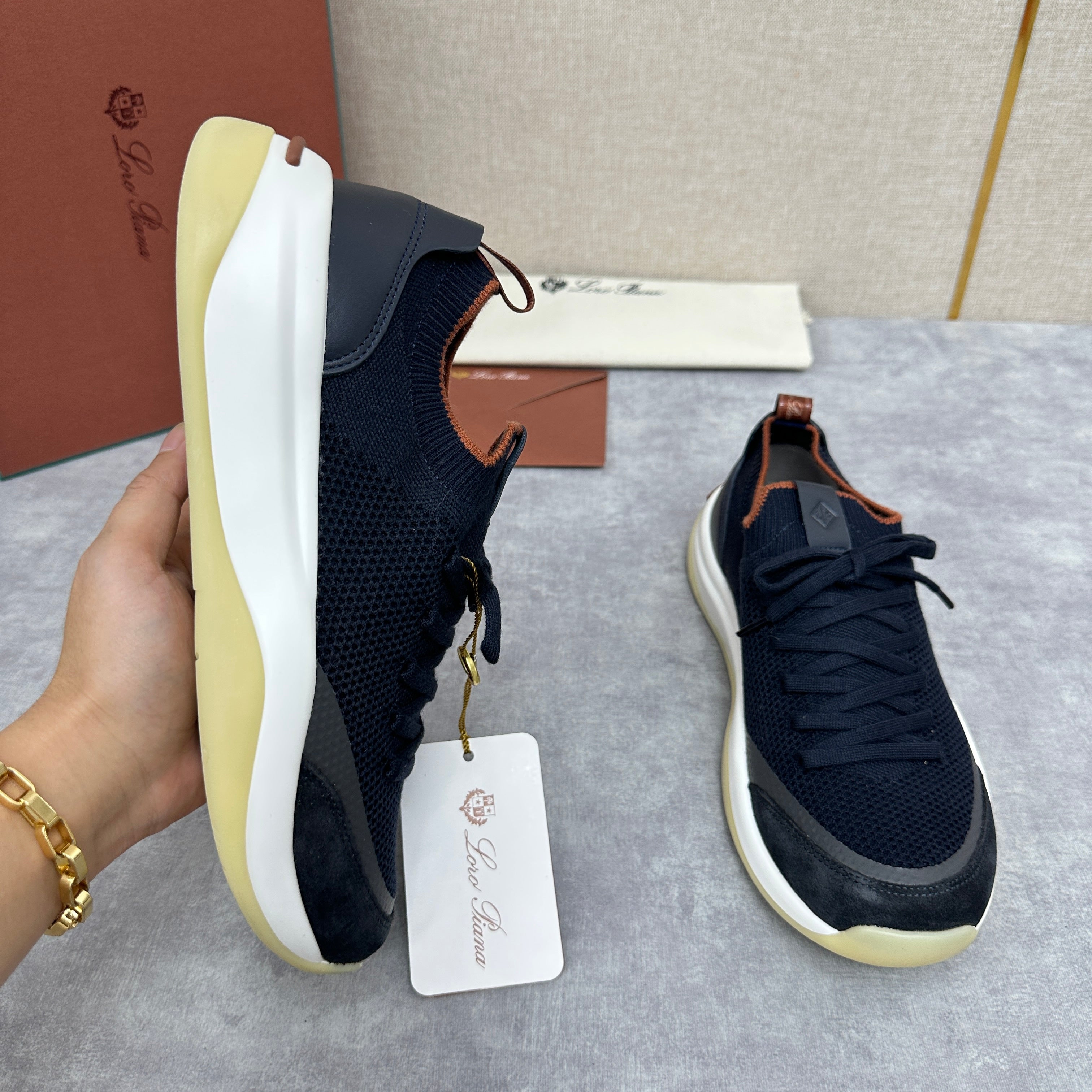 White, Black and Blue Shoes