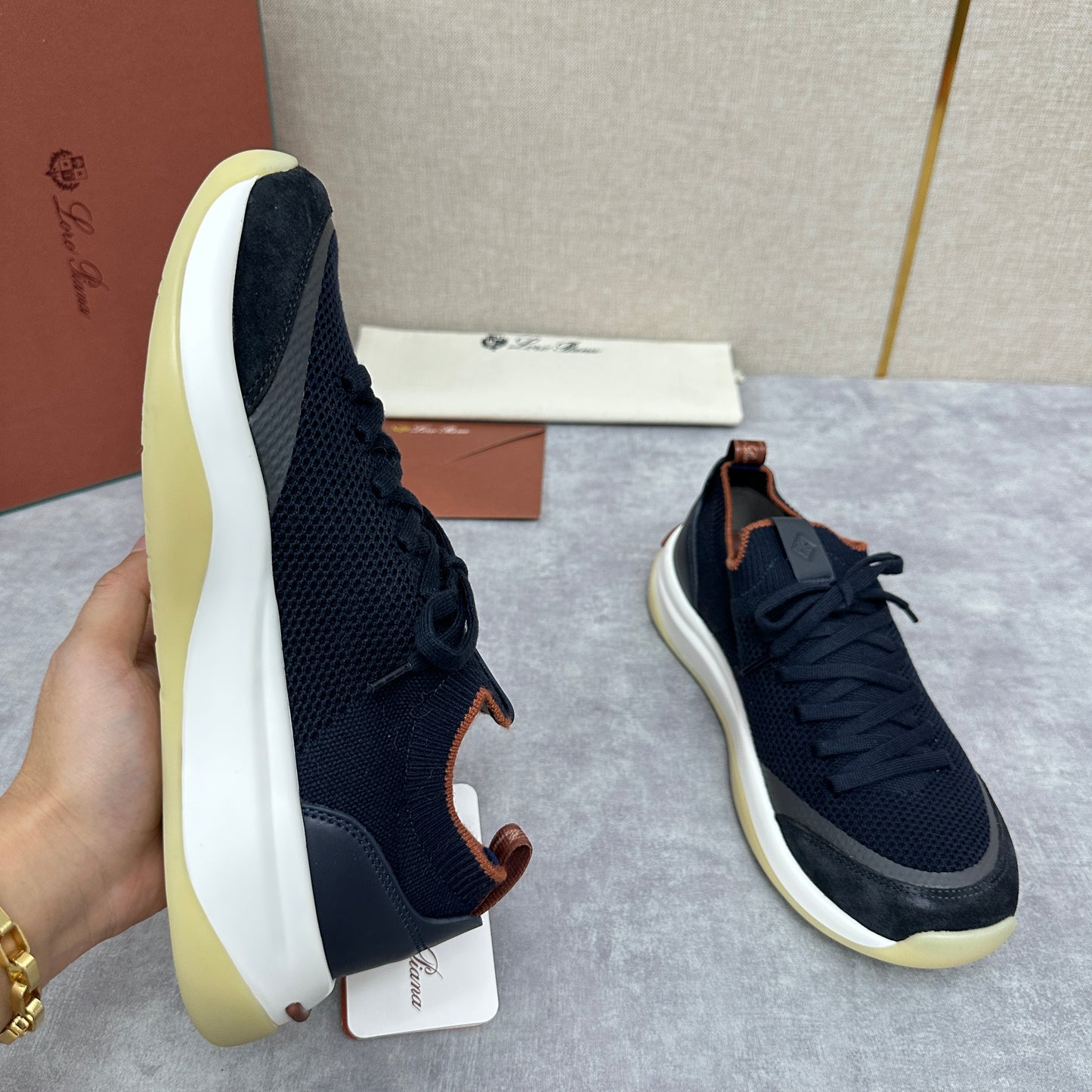 White, Black and Blue Shoes