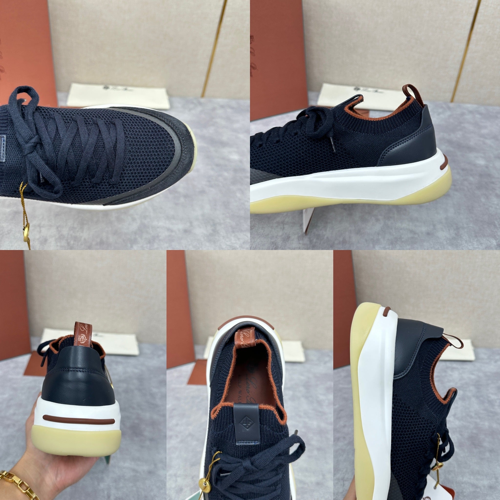 White, Black and Blue Shoes