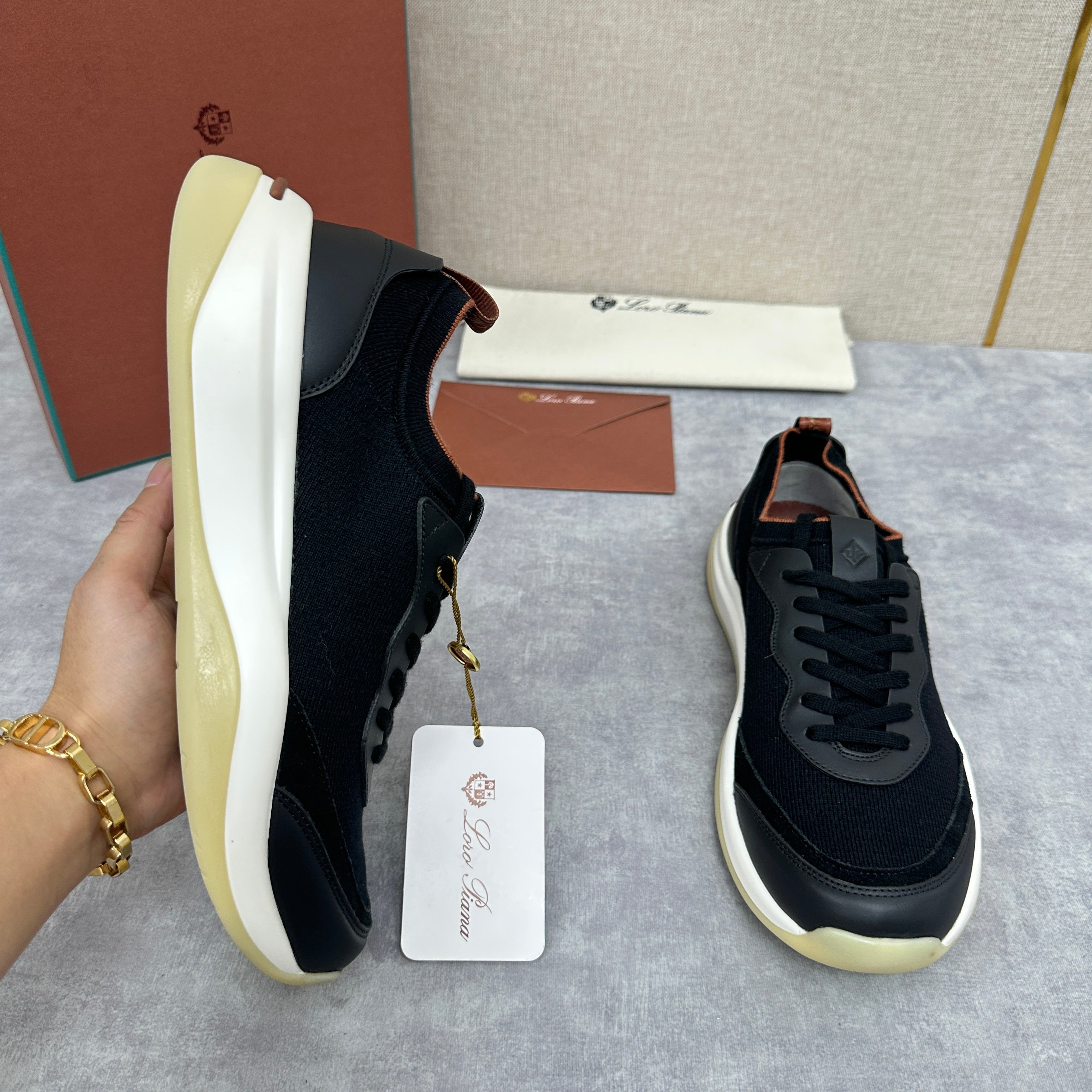 White, Black and Blue Shoes