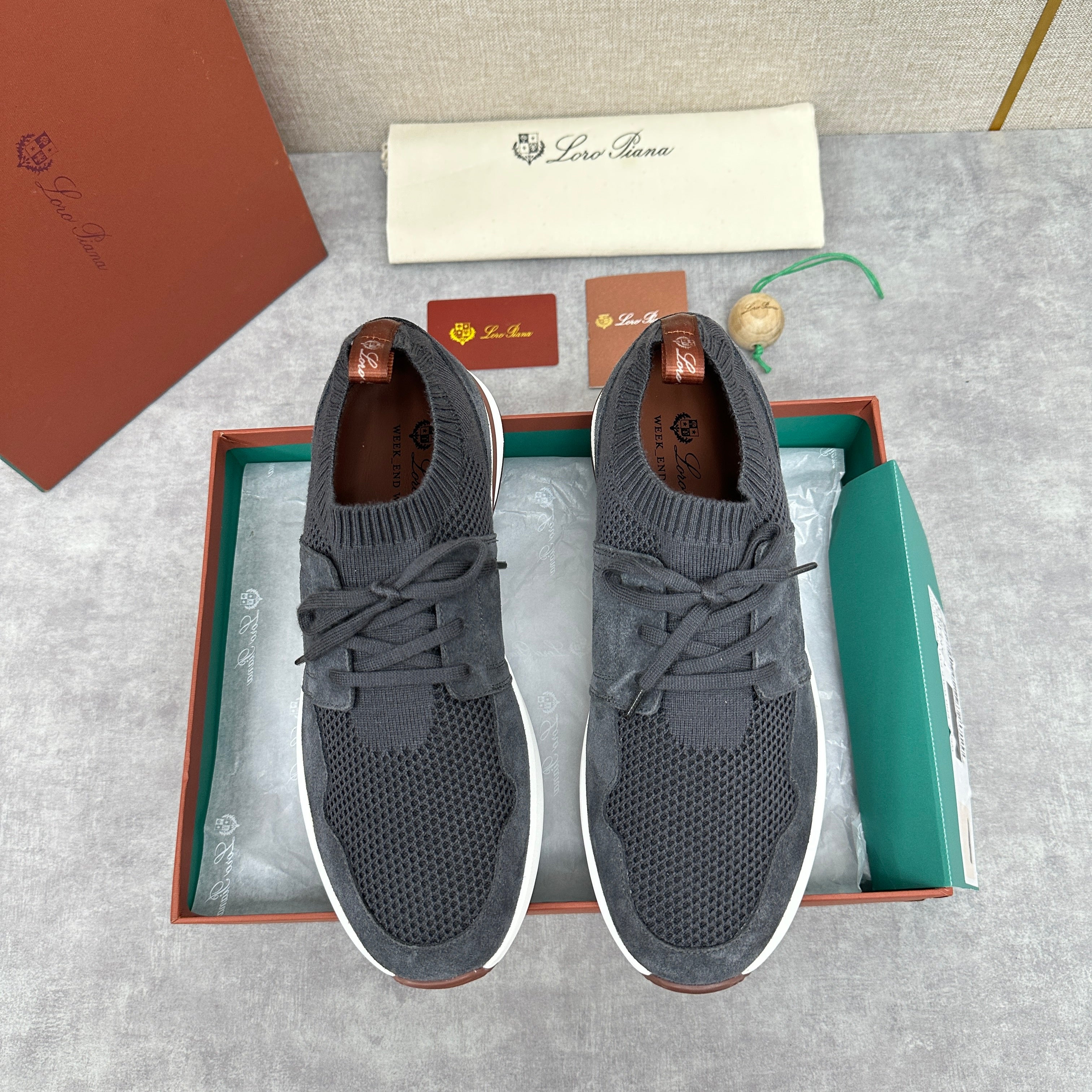 Grey, Blue and Black Shoes - FashionHype.xyz