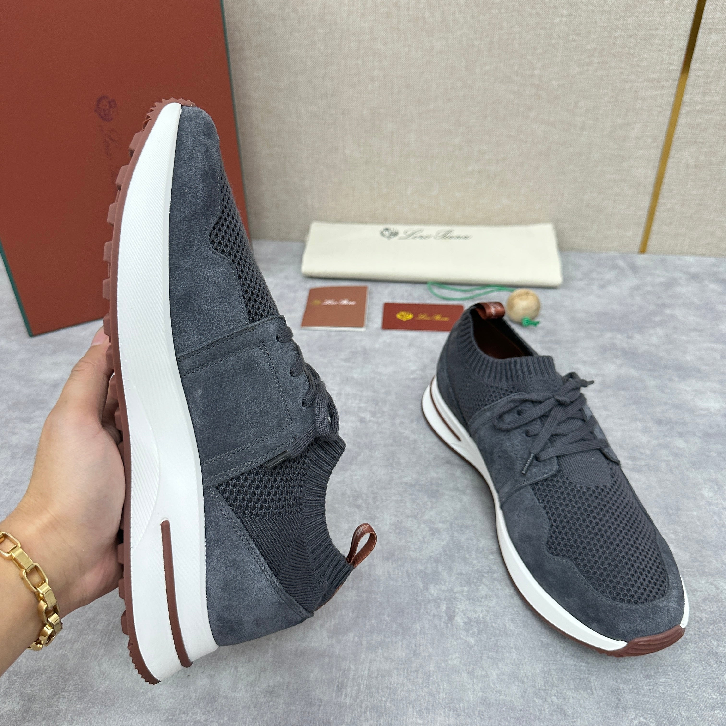 Grey, Blue and Black Shoes - FashionHype.xyz
