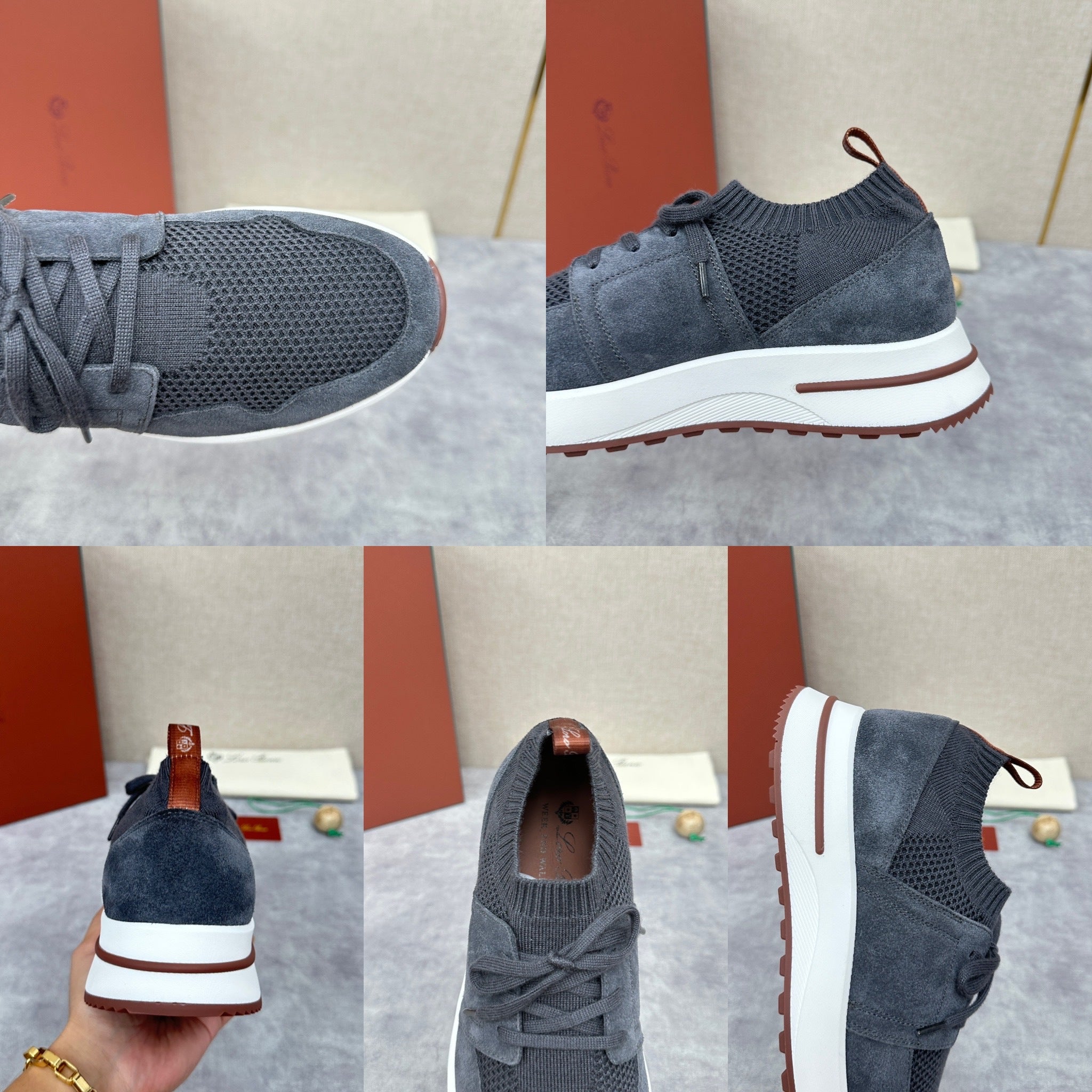 Grey, Blue and Black Shoes - FashionHype.xyz