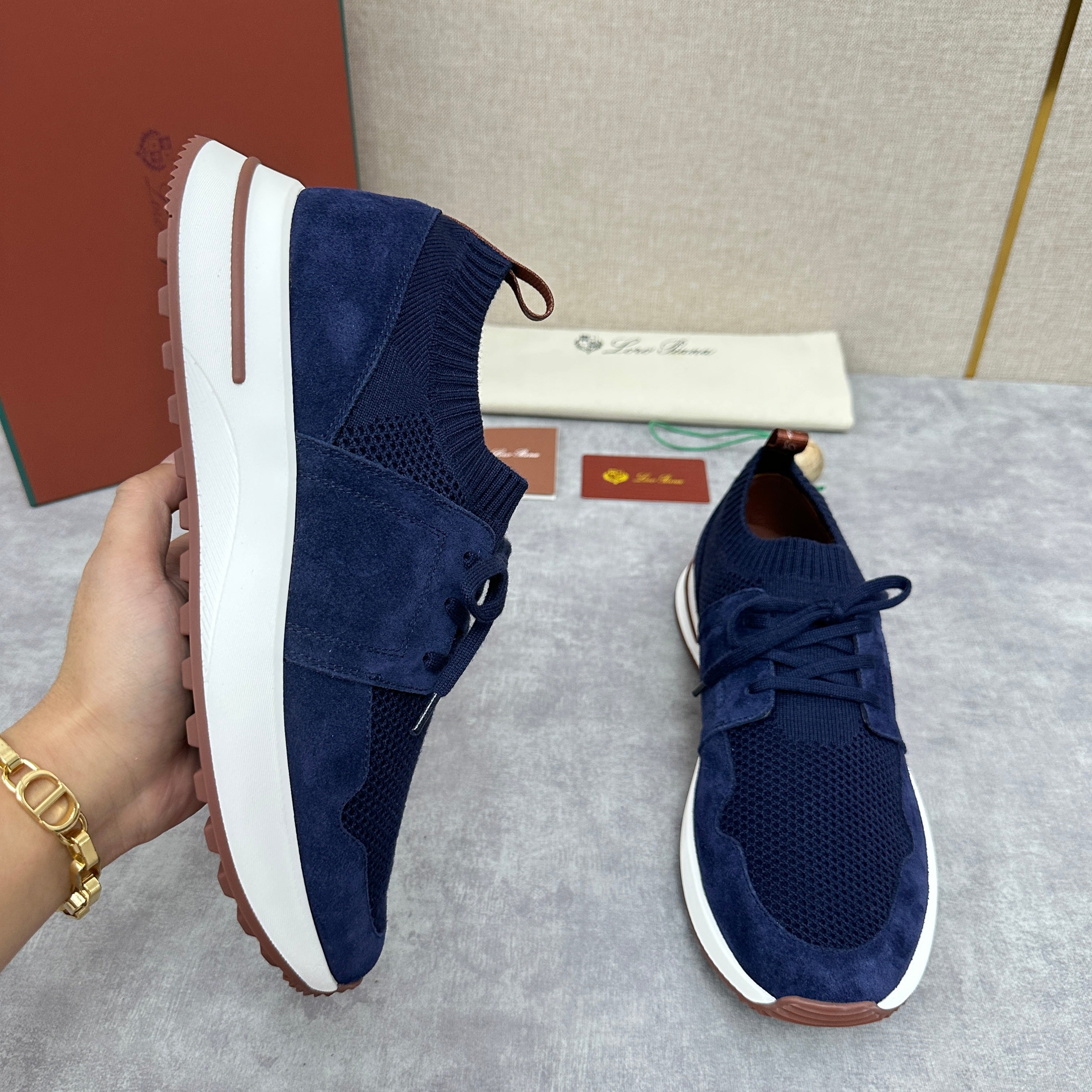 Grey, Blue and Black Shoes - FashionHype.xyz