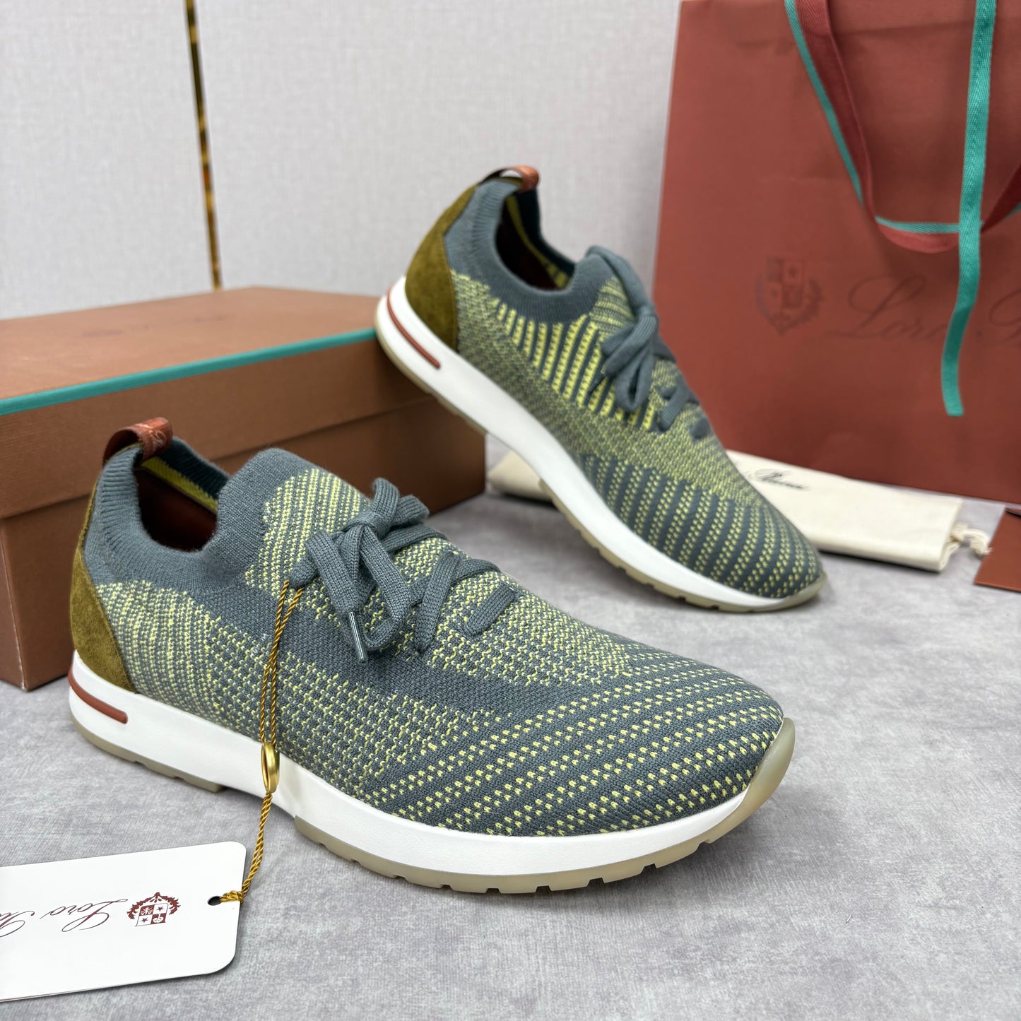 Brown, Blue and Grey Shoes