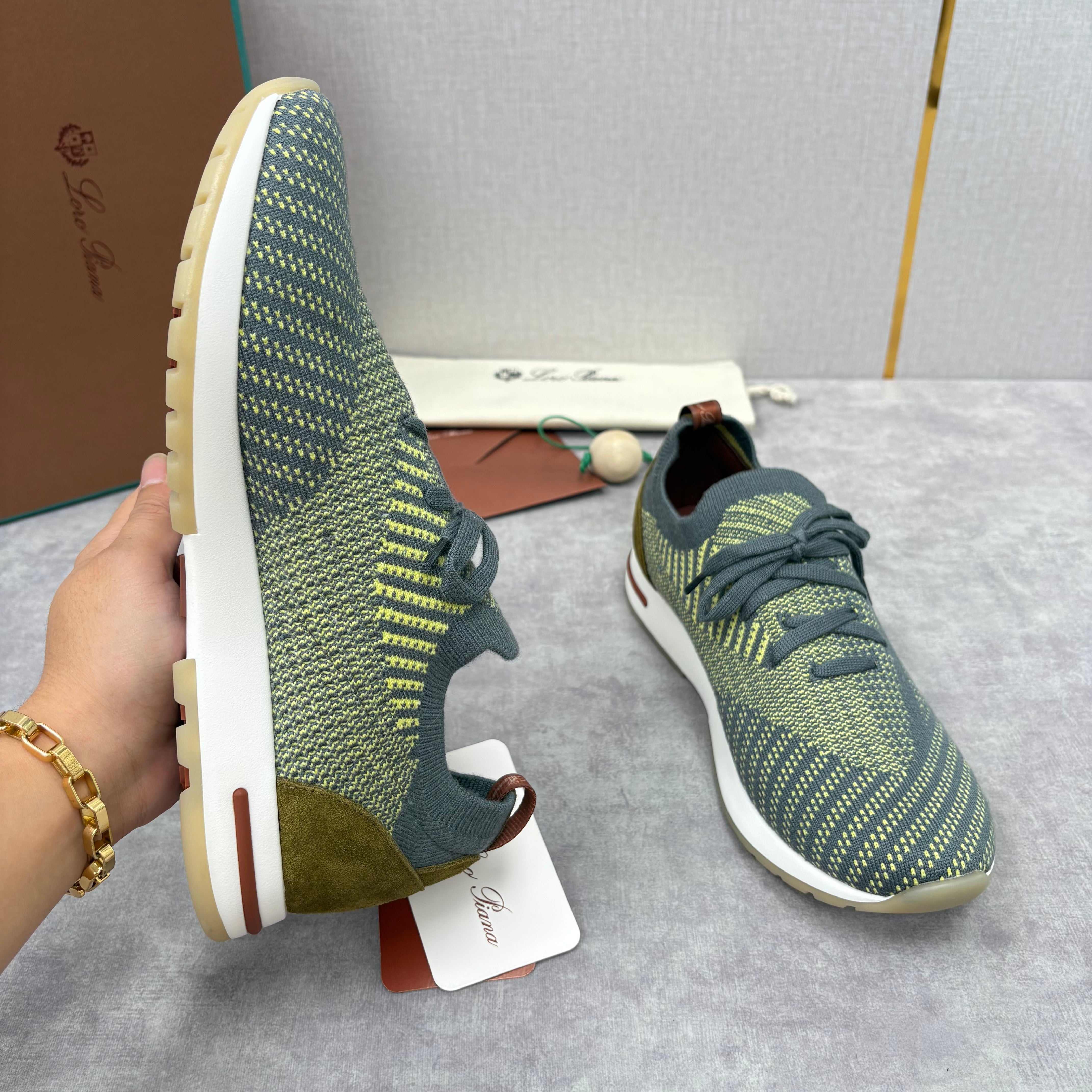Brown, Blue and Grey Shoes