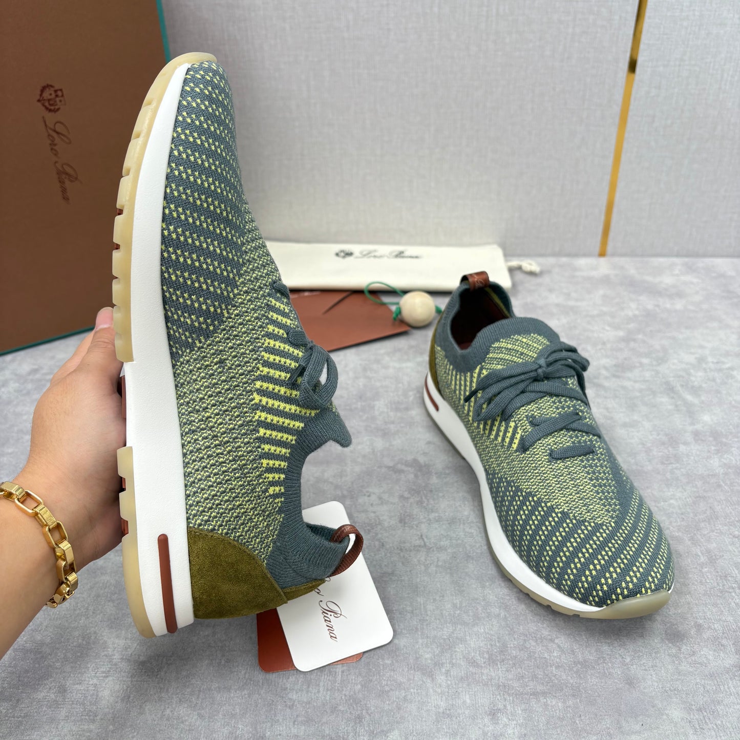 Brown, Blue and Grey Shoes