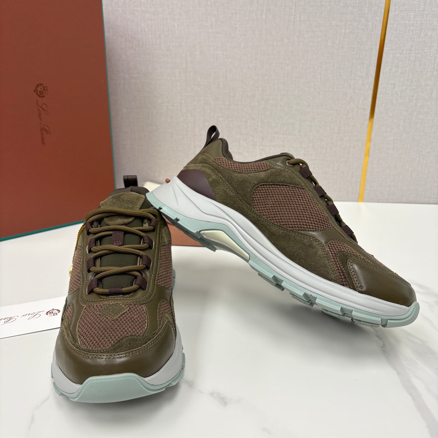 Brown, Blue and Black Shoes