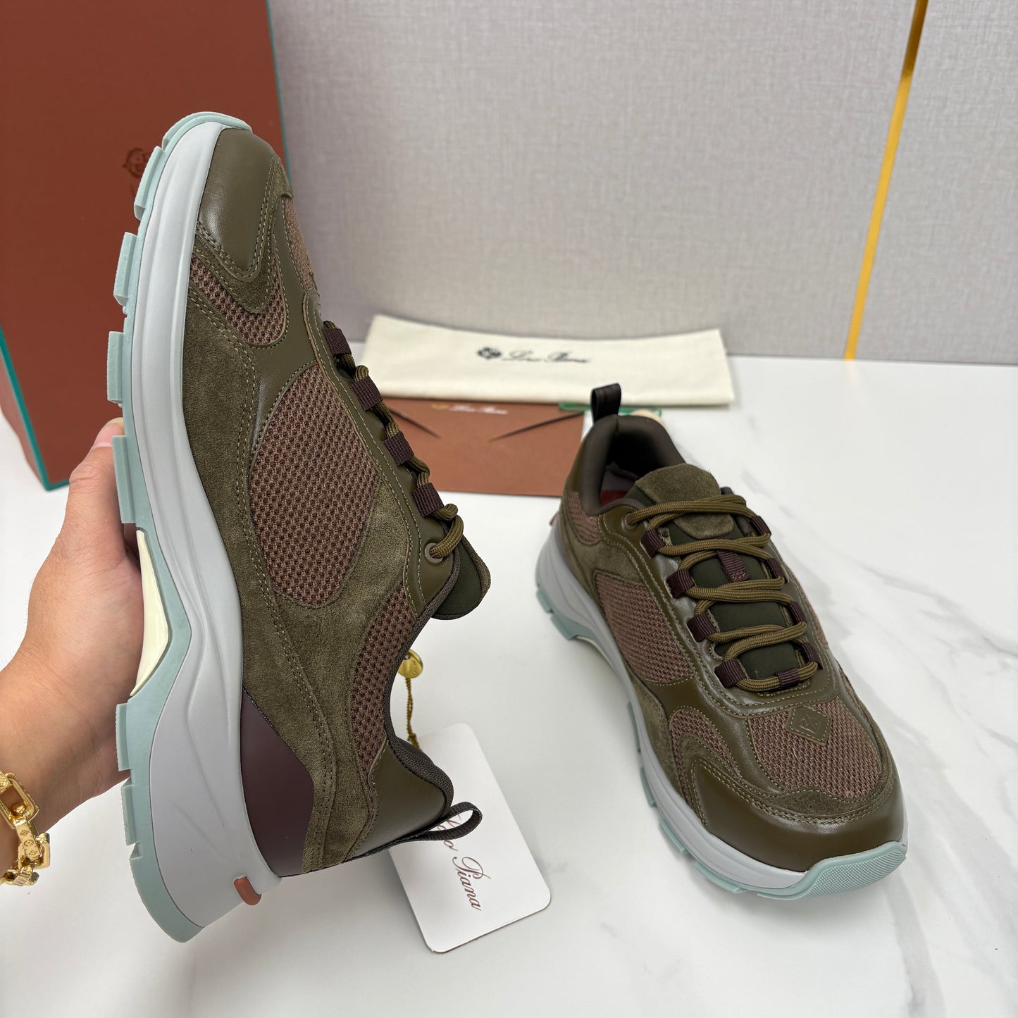 Brown, Blue and Black Shoes