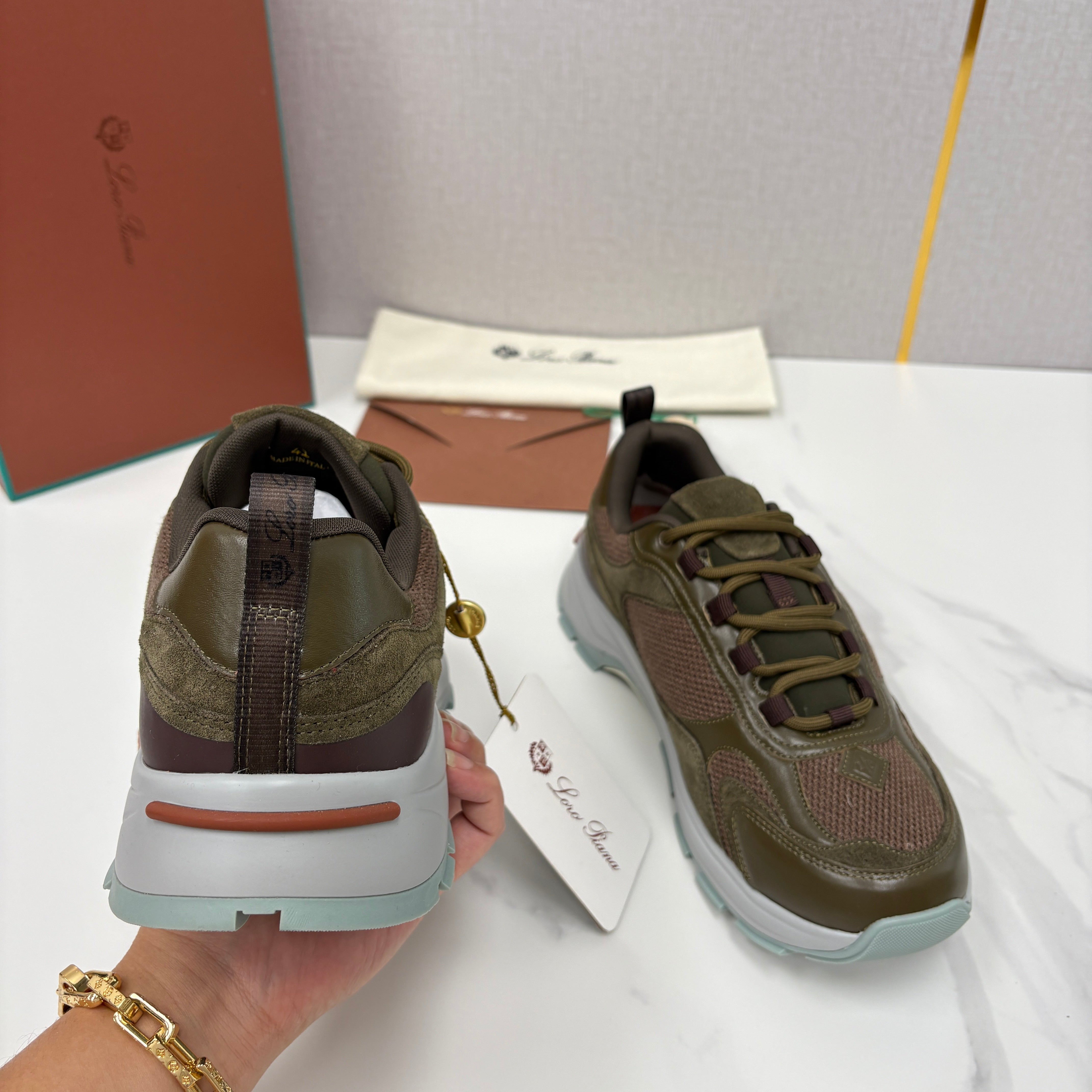 Brown, Blue and Black Shoes