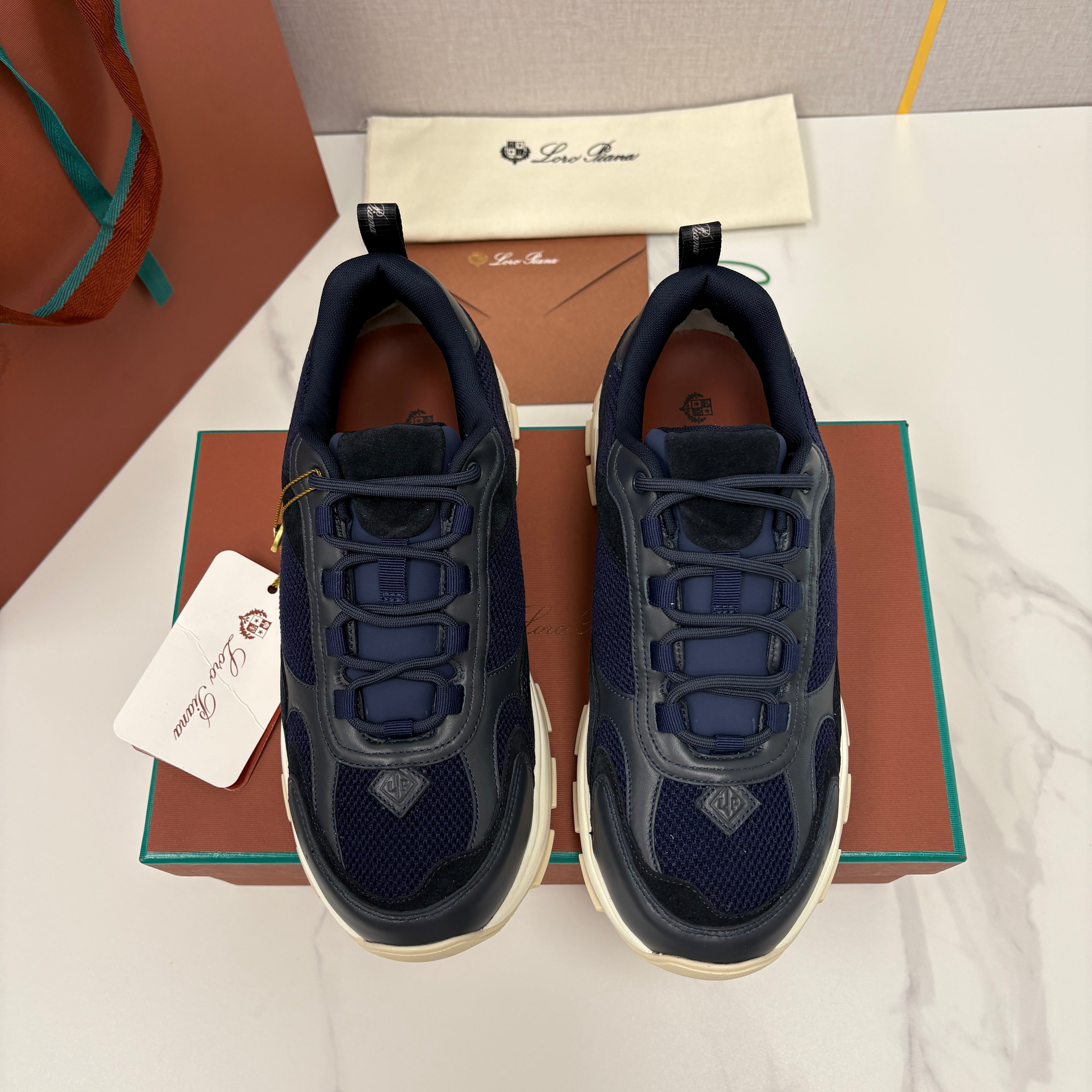 Brown, Blue and Black Shoes