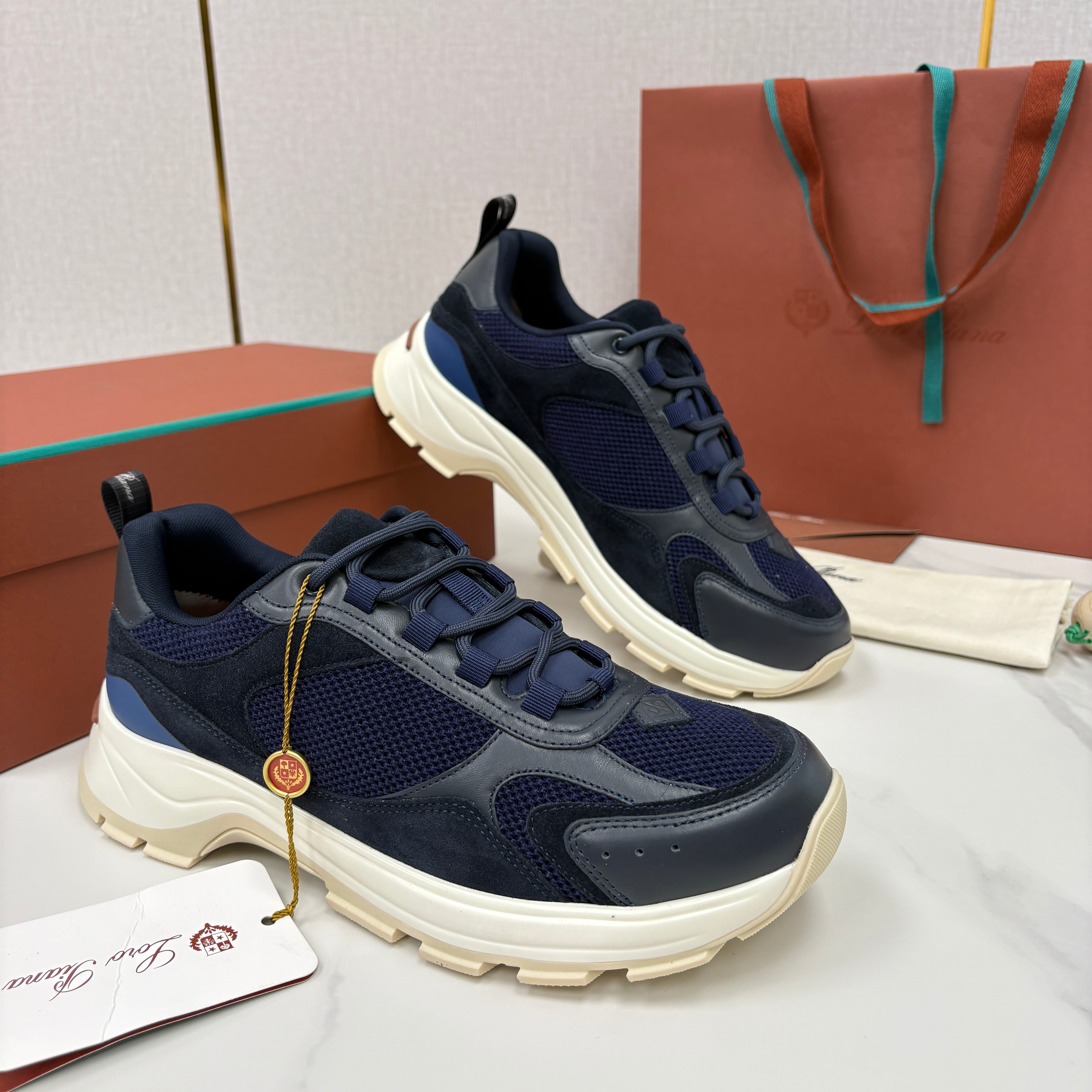 Brown, Blue and Black Shoes