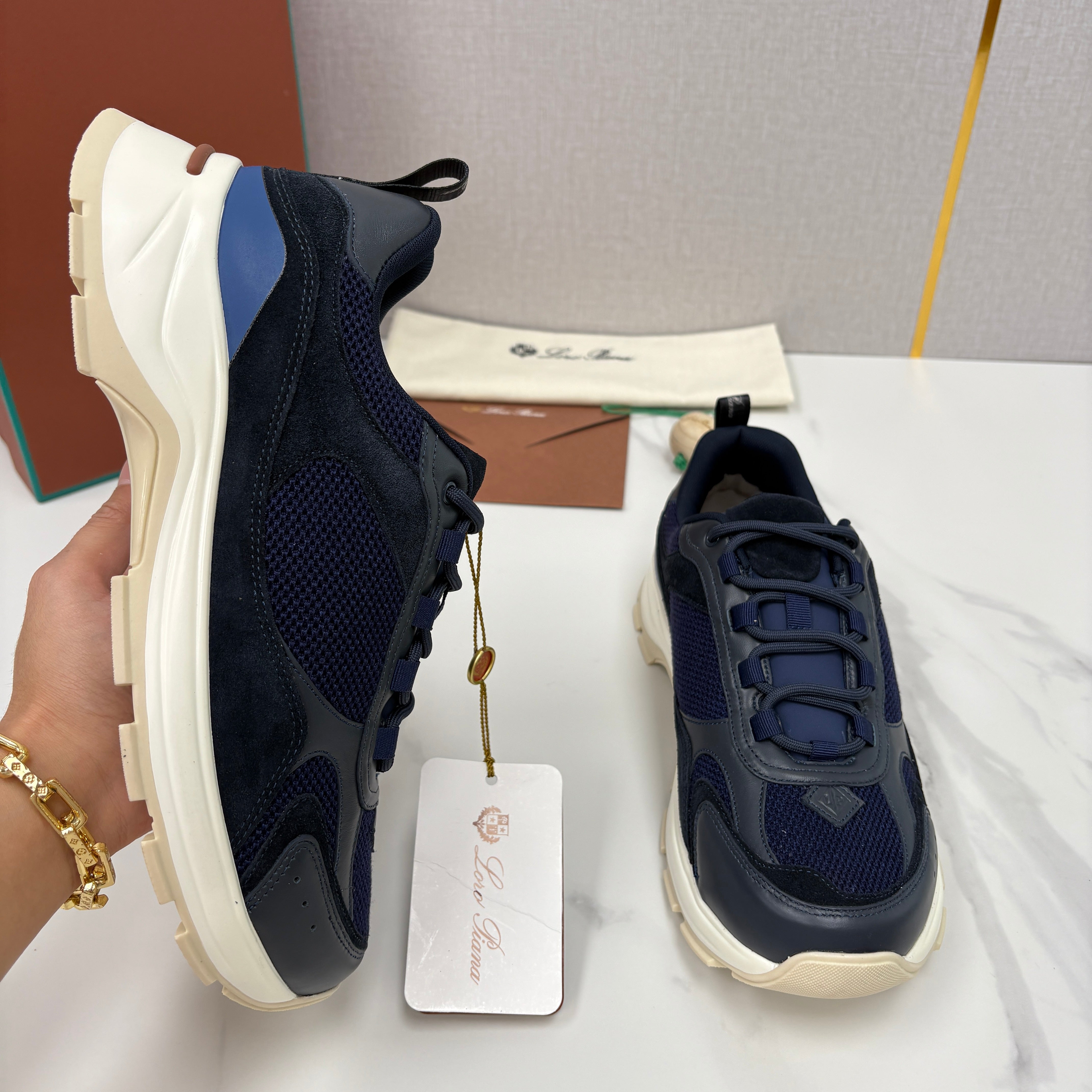 Brown, Blue and Black Shoes