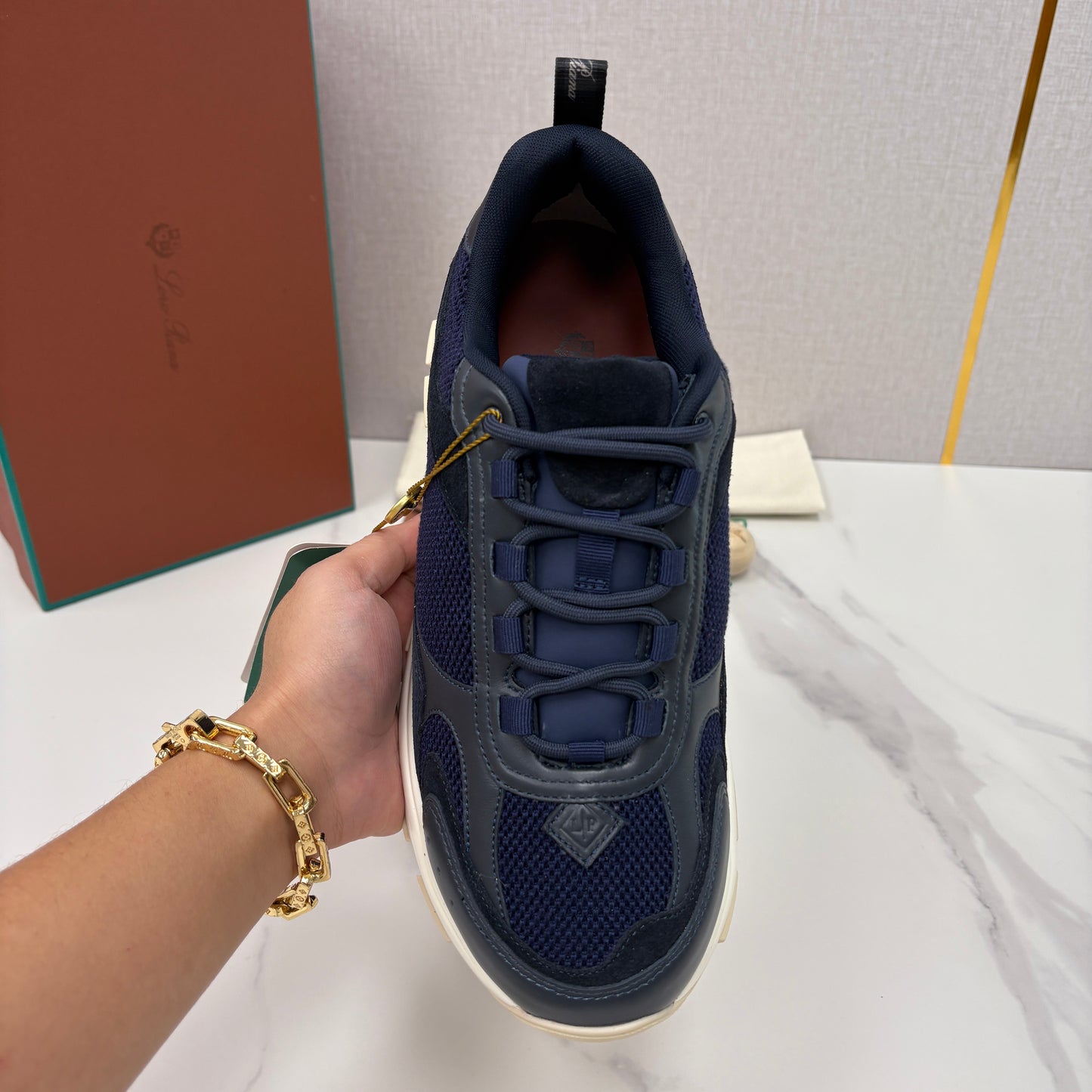 Brown, Blue and Black Shoes