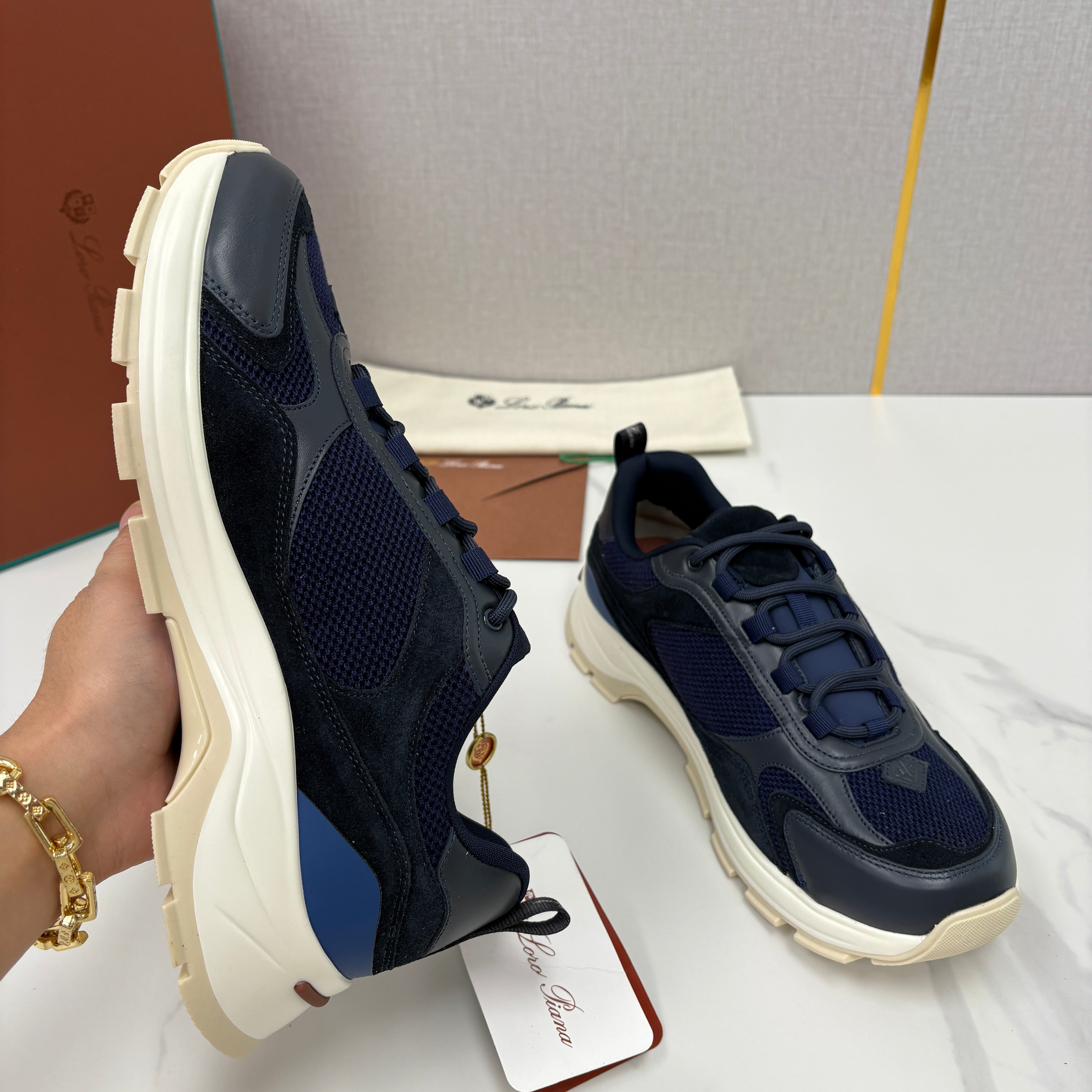 Brown, Blue and Black Shoes