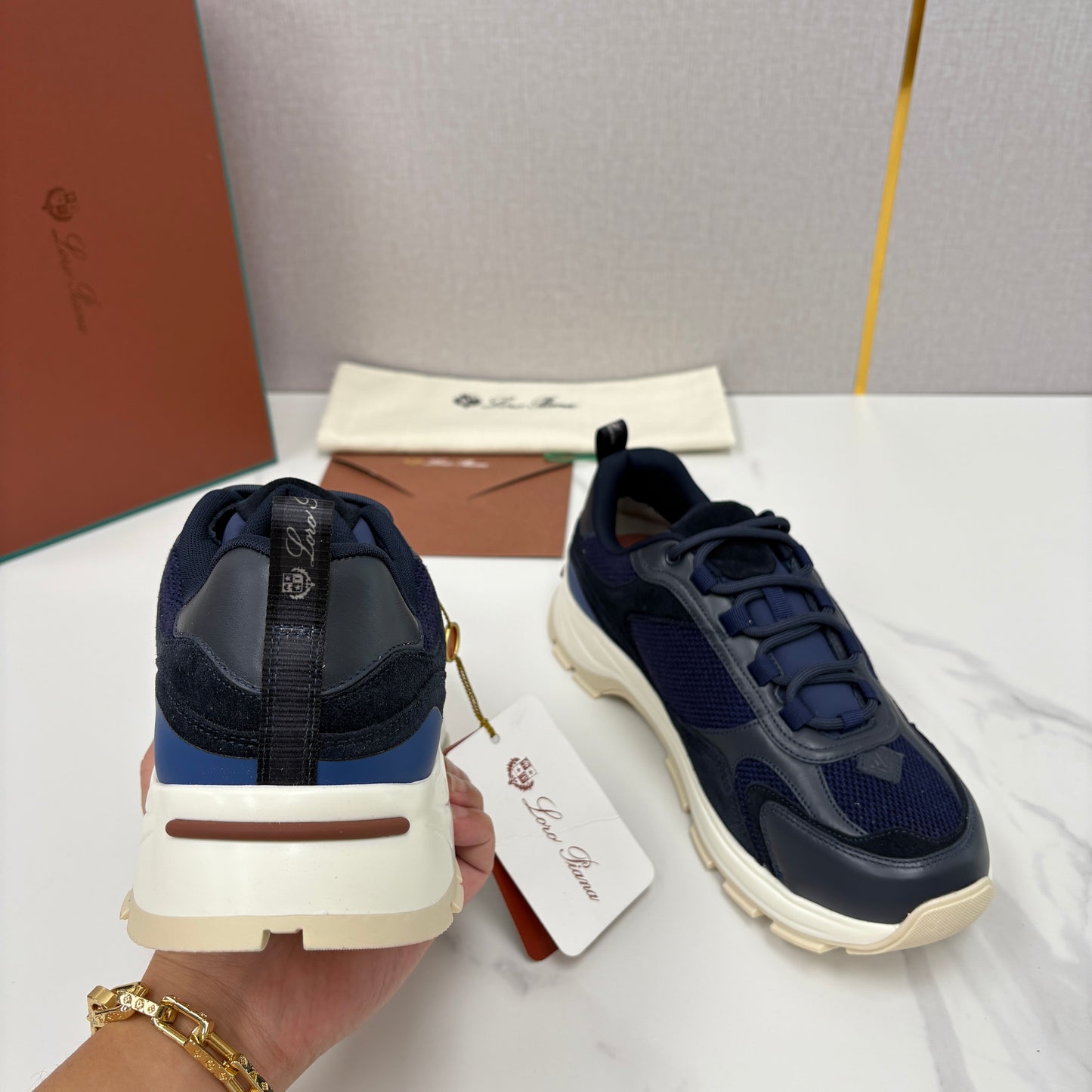Brown, Blue and Black Shoes