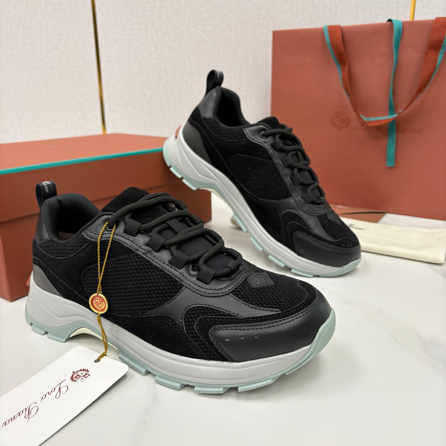 Brown, Blue and Black Shoes