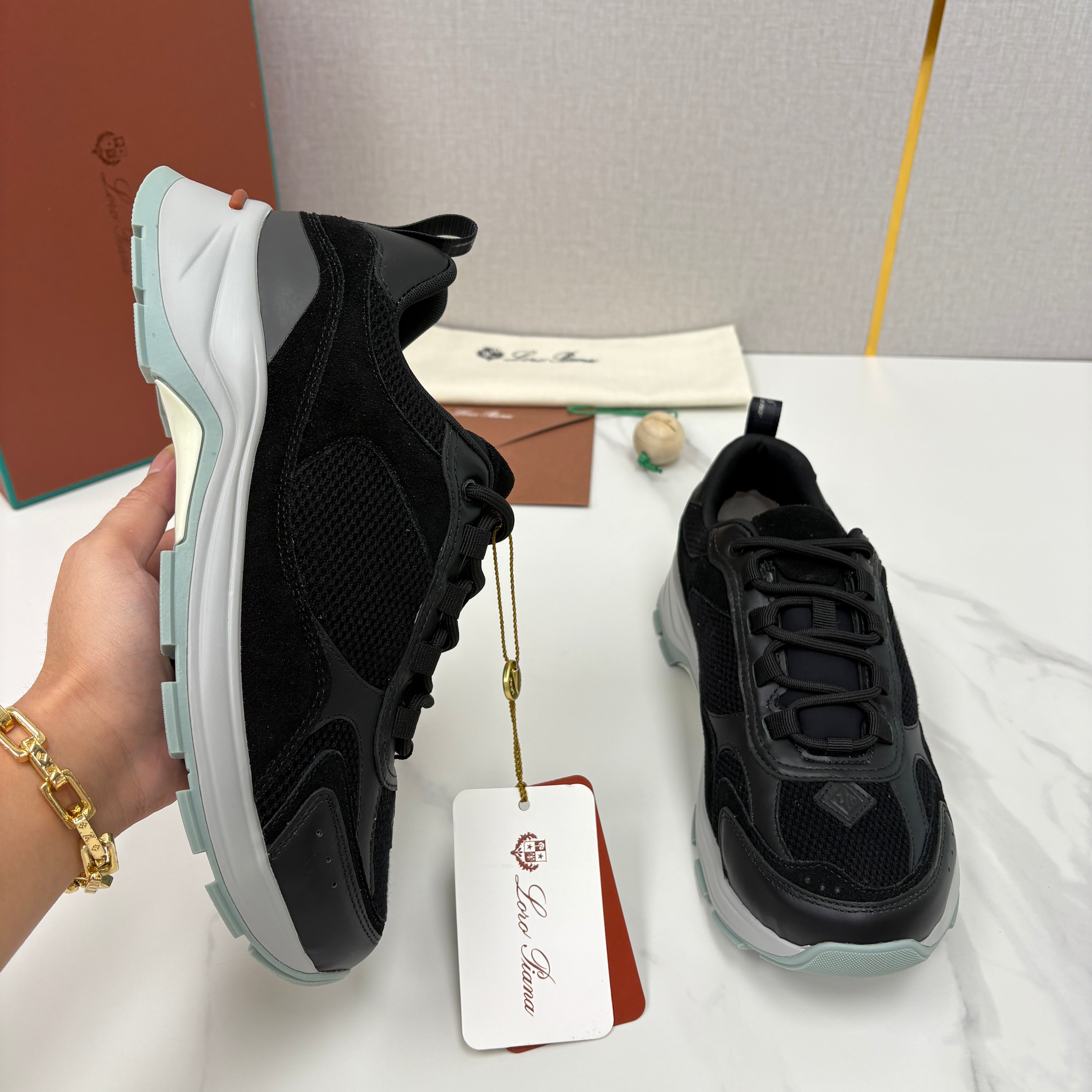 Brown, Blue and Black Shoes