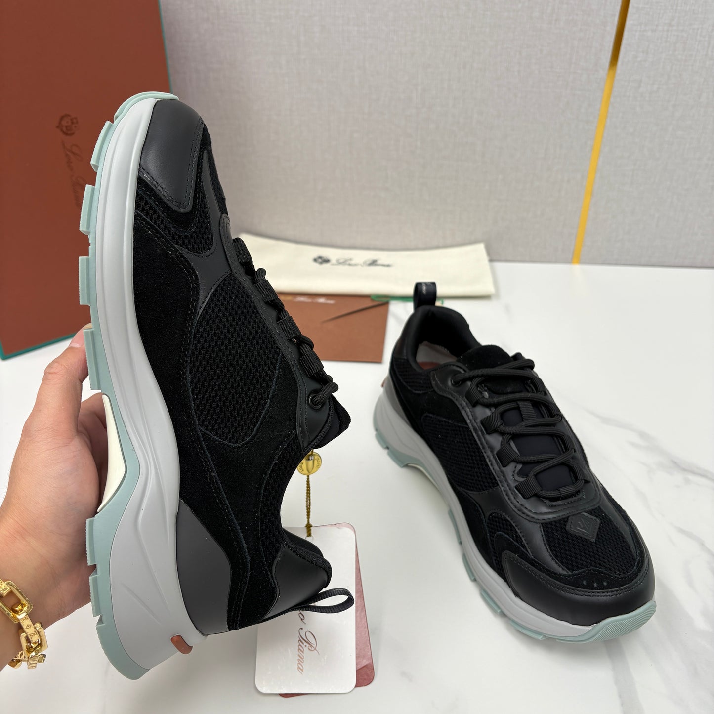 Brown, Blue and Black Shoes