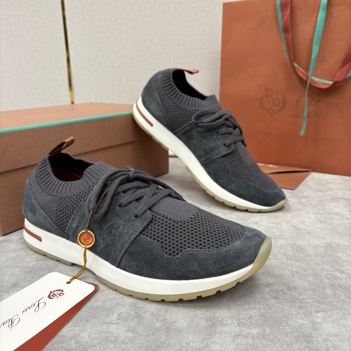 Light grey, Dark grey, Blue and Black shoes