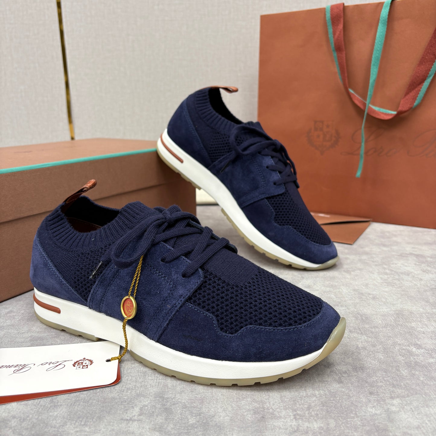 Light grey, Dark grey, Blue and Black shoes