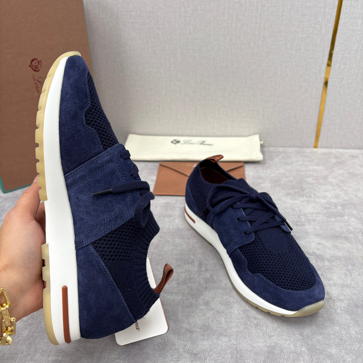 Light grey, Dark grey, Blue and Black shoes