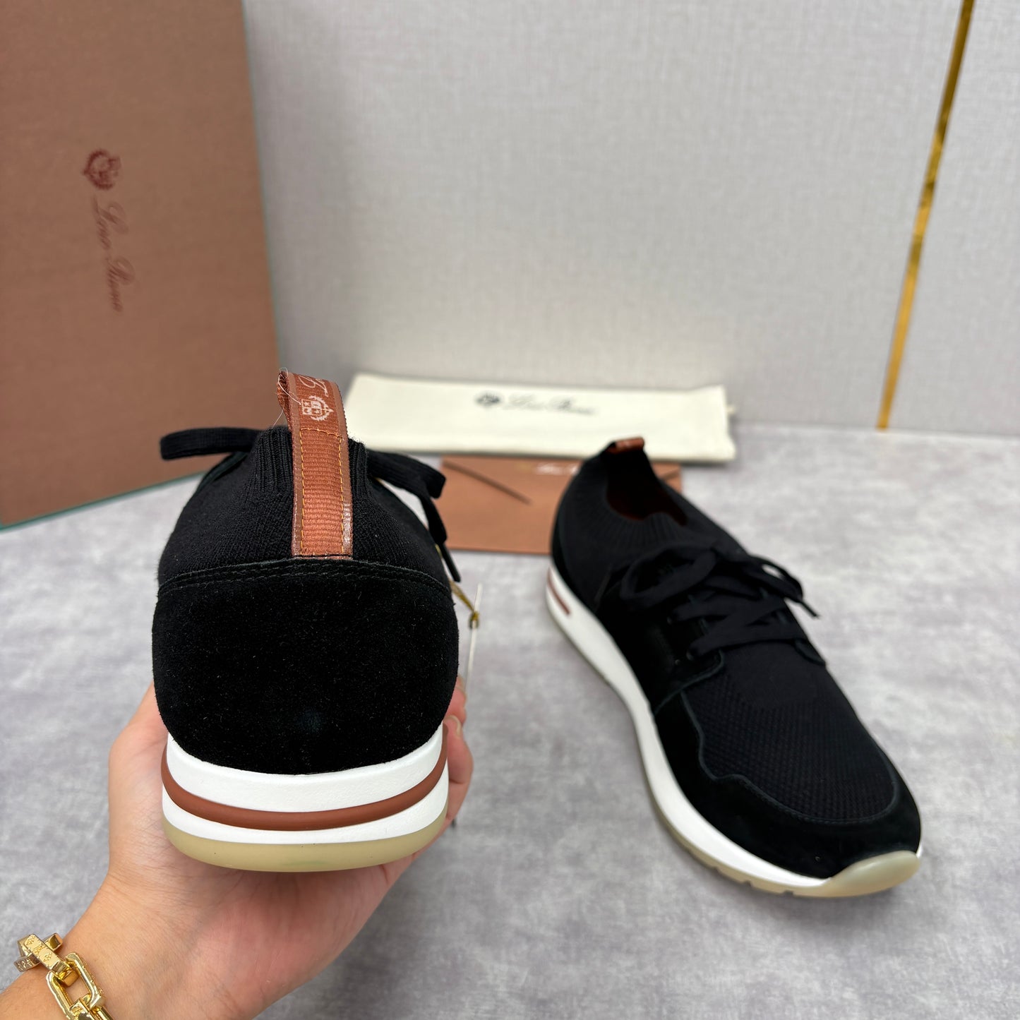 Light grey, Dark grey, Blue and Black shoes