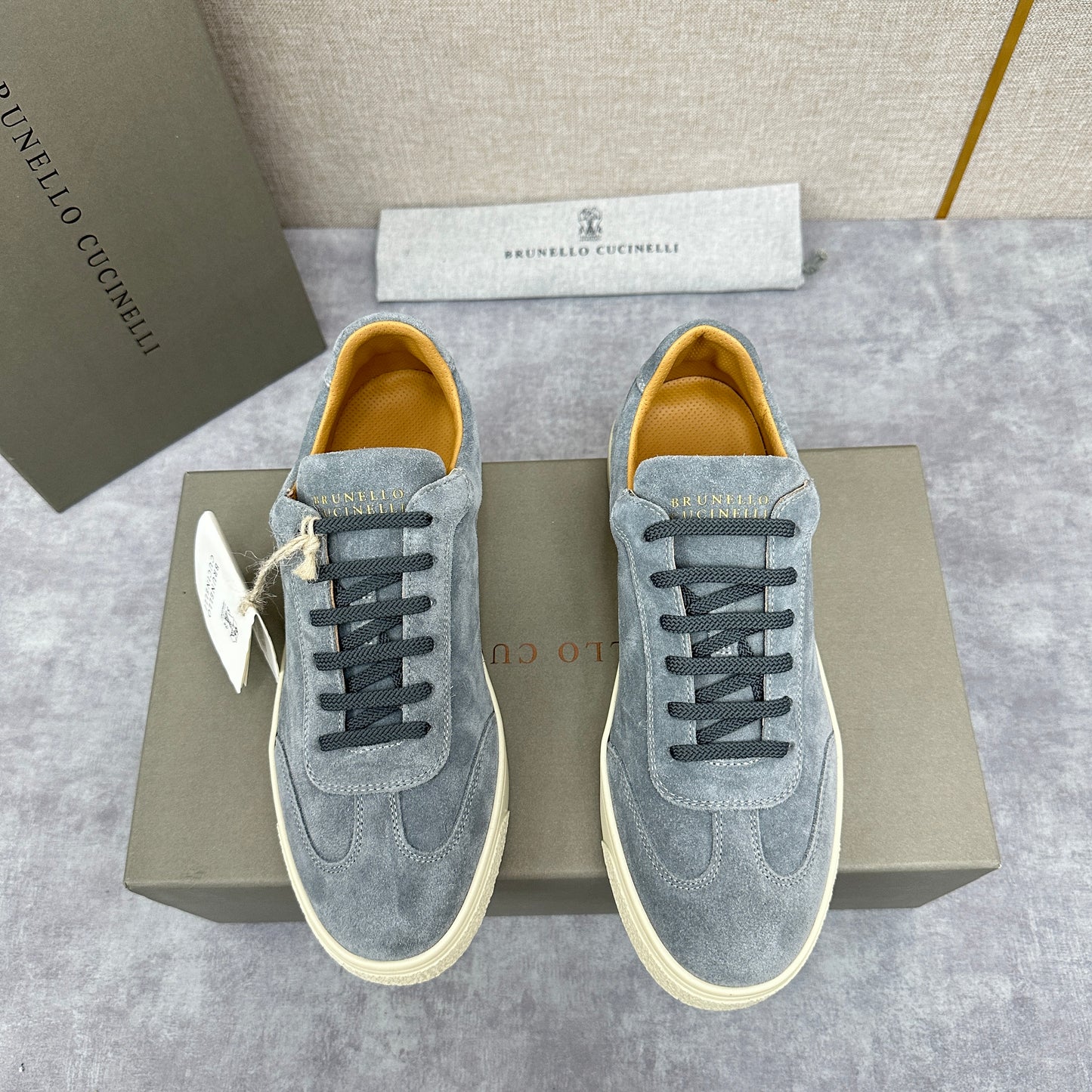 Blue Grey, Tan Brown, Grey, Olive Green, and Dark Brown Shoes