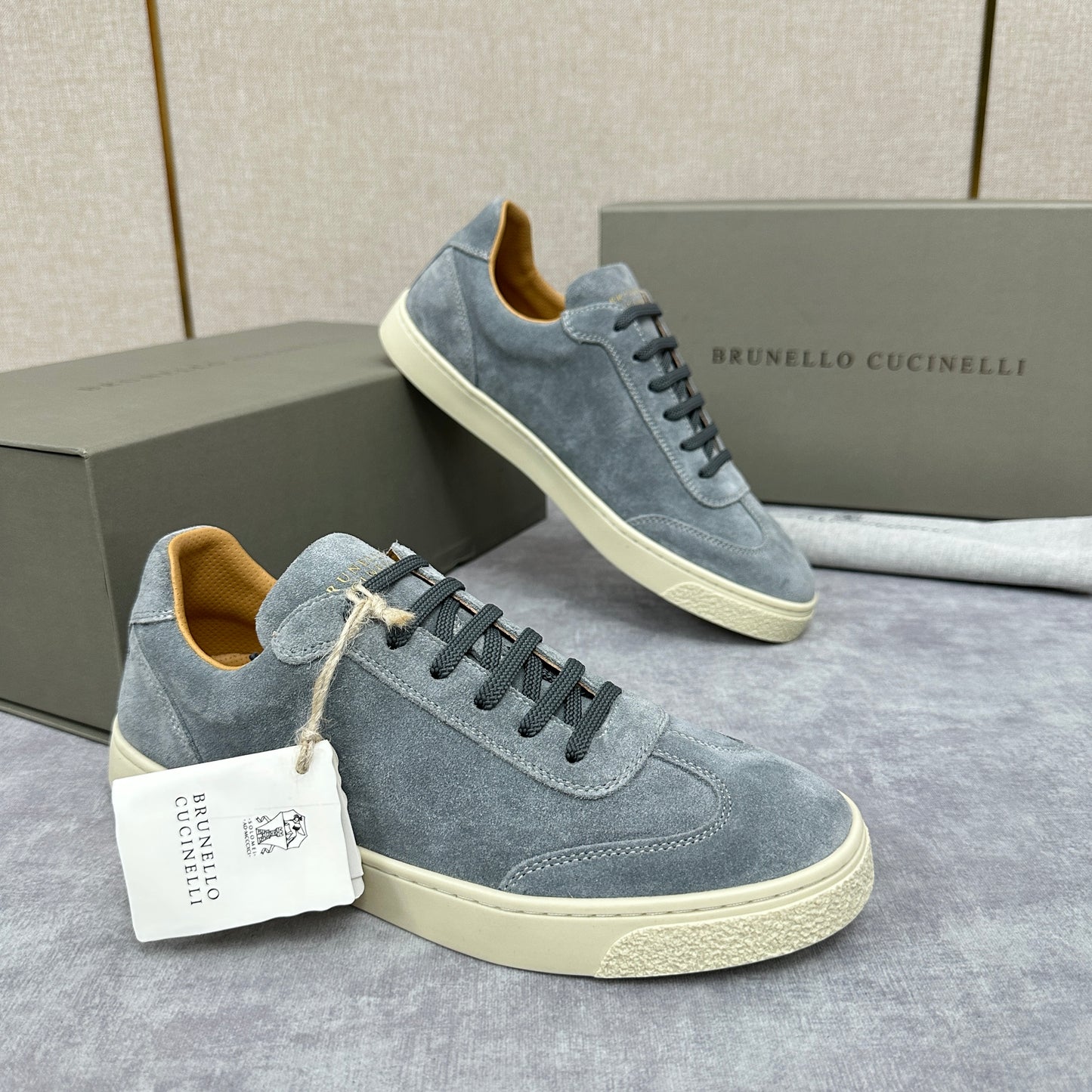 Blue Grey, Tan Brown, Grey, Olive Green, and Dark Brown Shoes