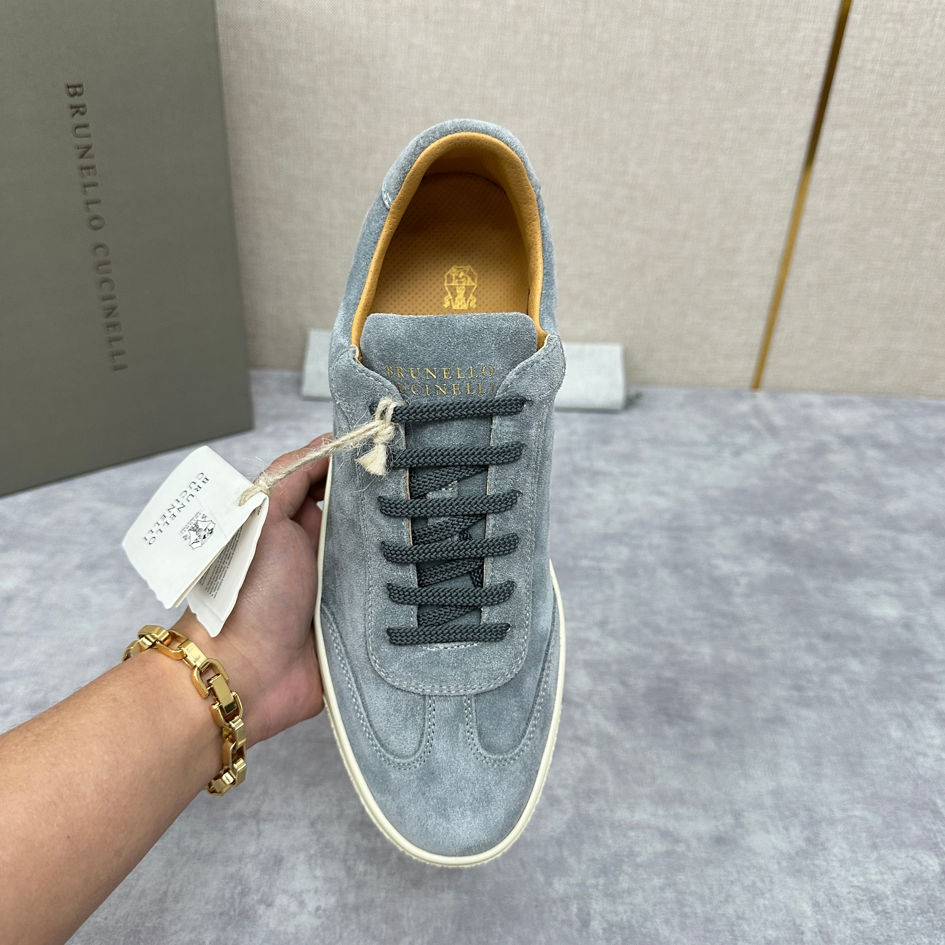 Blue Grey, Tan Brown, Grey, Olive Green, and Dark Brown Shoes - FashionHype.xyz