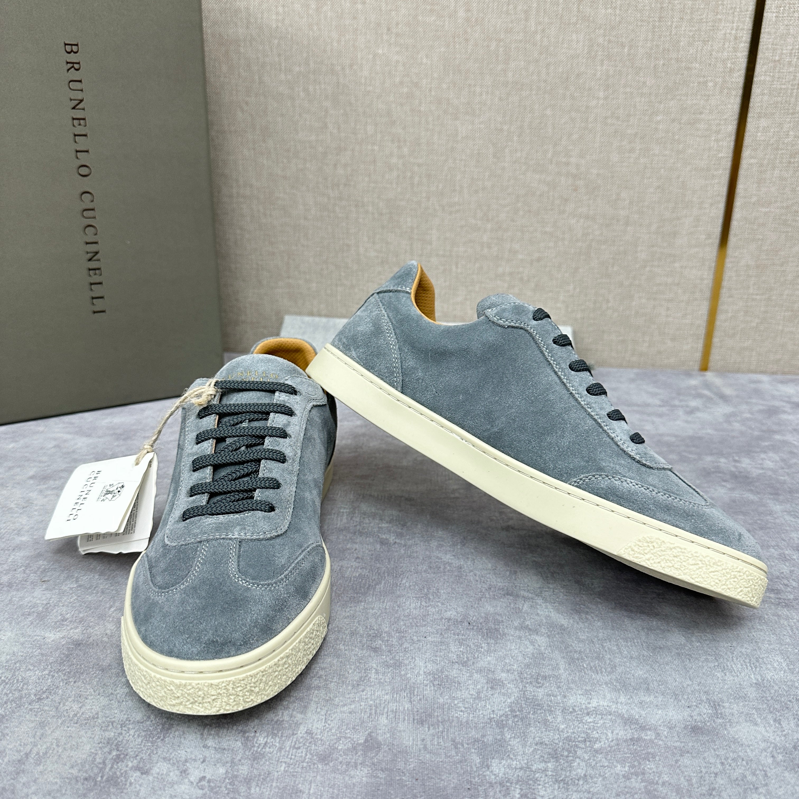 Blue Grey, Tan Brown, Grey, Olive Green, and Dark Brown Shoes - FashionHype.xyz