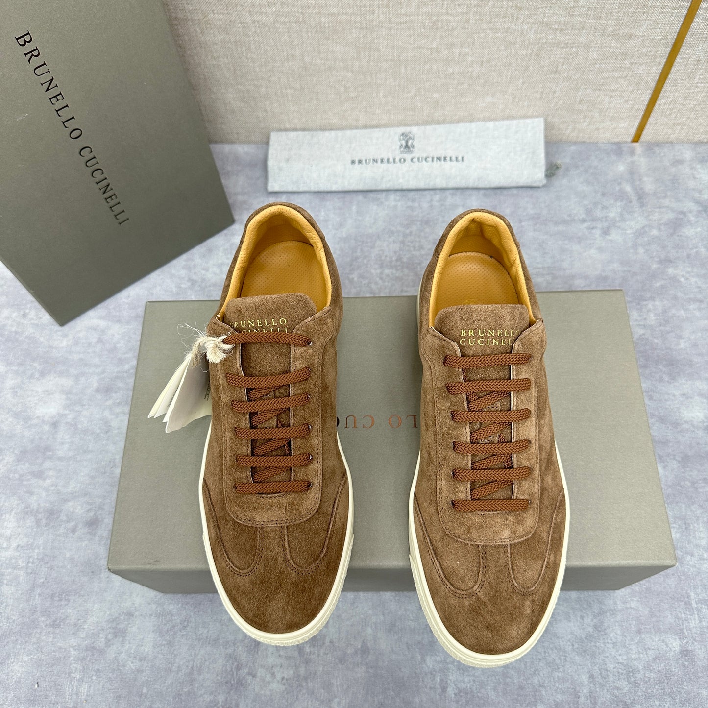 Blue Grey, Tan Brown, Grey, Olive Green, and Dark Brown Shoes