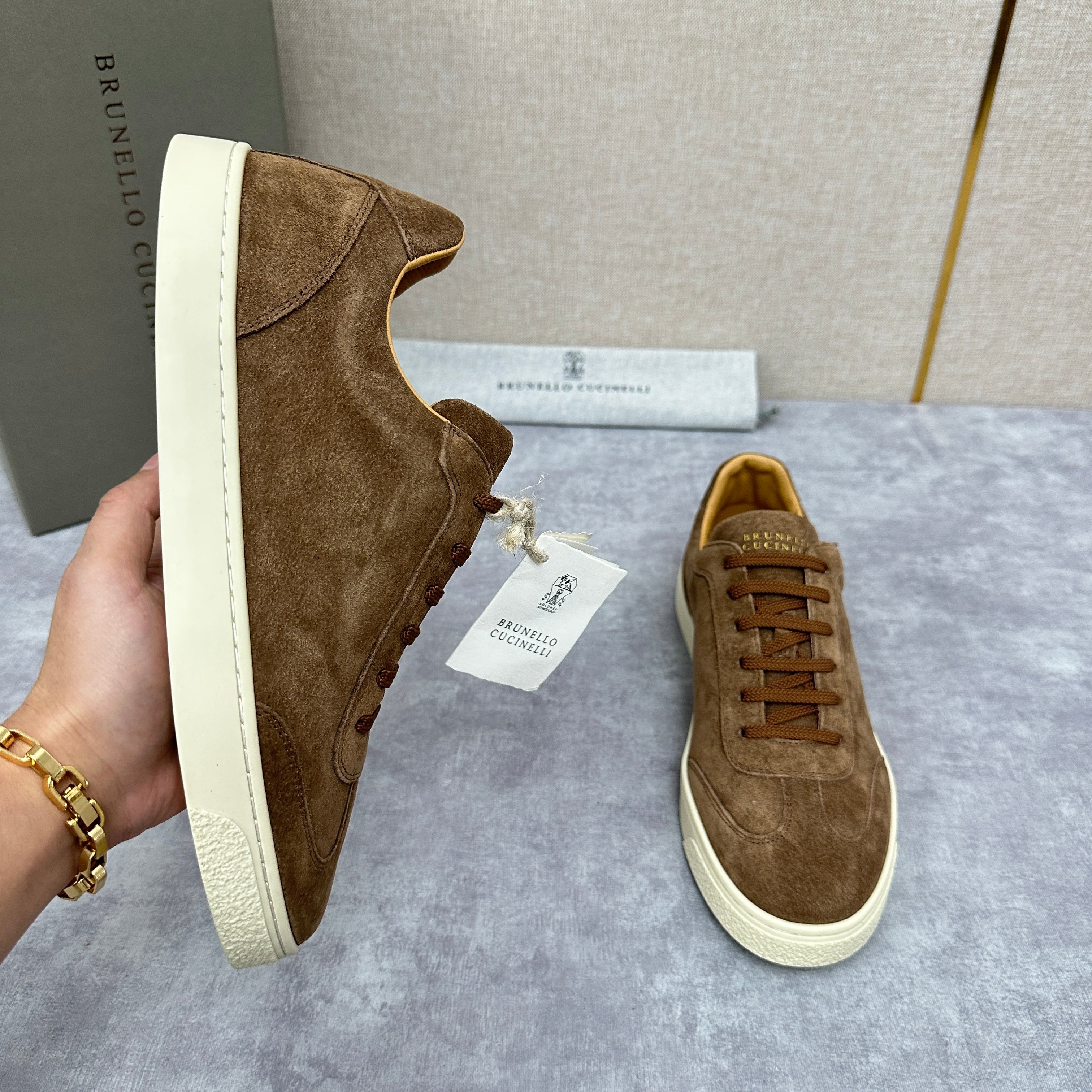 Blue Grey, Tan Brown, Grey, Olive Green, and Dark Brown Shoes - FashionHype.xyz